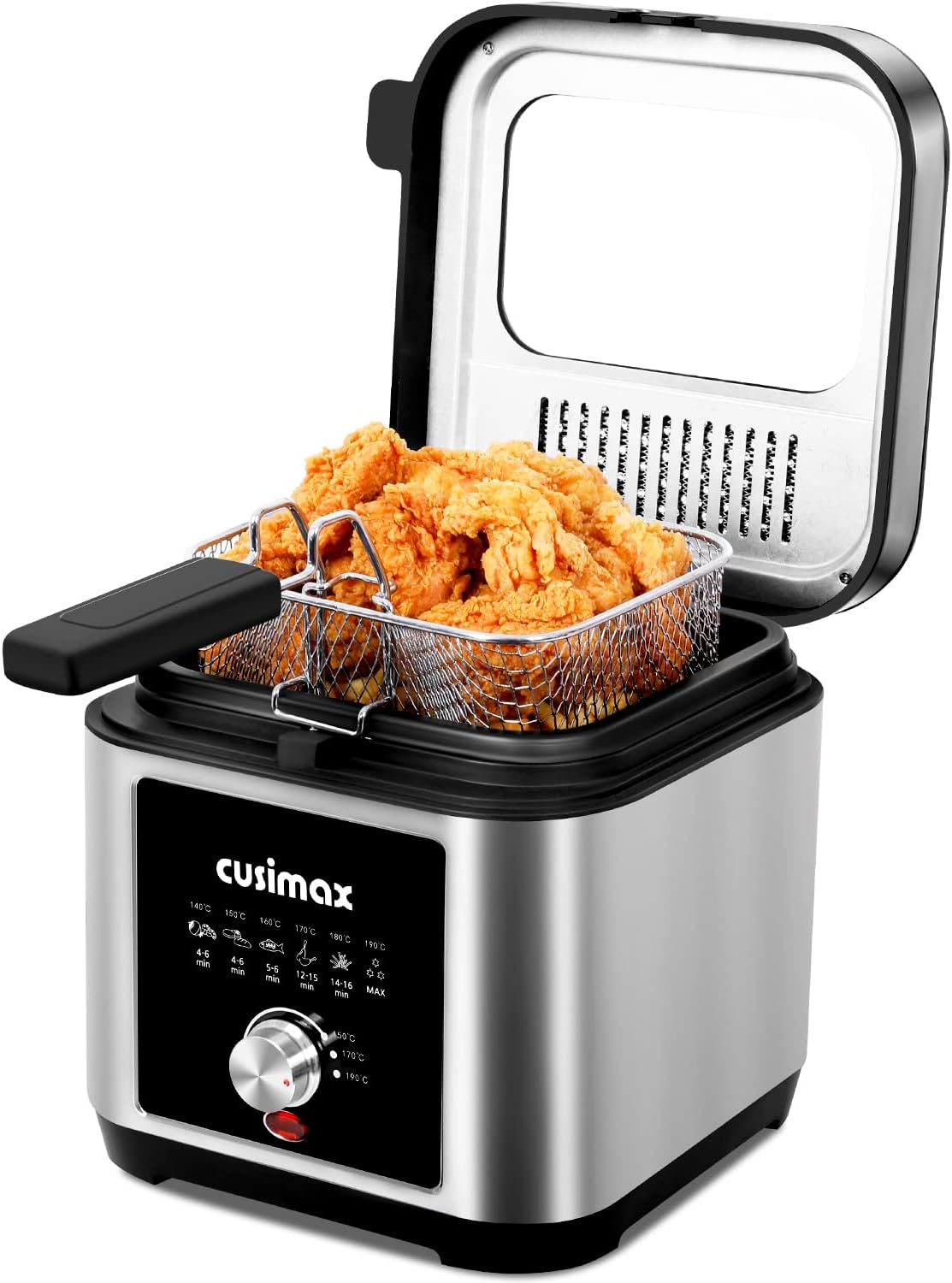CUSIMAX Deep Fryer, 2.5L Deep Fat Fryer with Viewing Window, Countertop