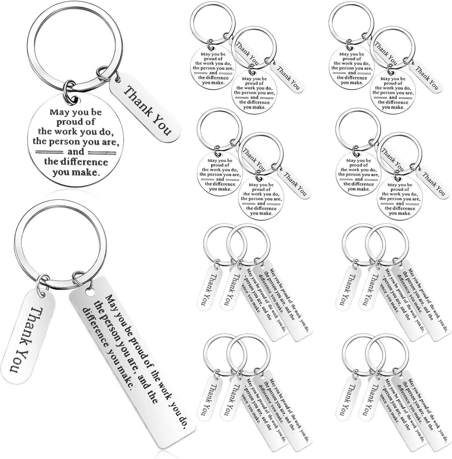 Yinkin 16 Pcs Employee Appreciation Gifts Bulk Thank You Gift for Coworker Keychain for Graduation Staff Christmas Favors