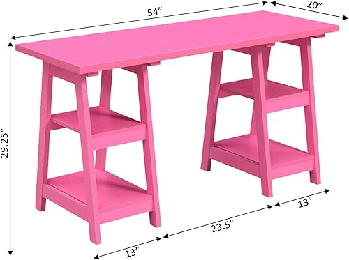 Miniatura 9 de Convenience Concepts Designs2Go - Escritorio con caballete doble con estantes, color rosa