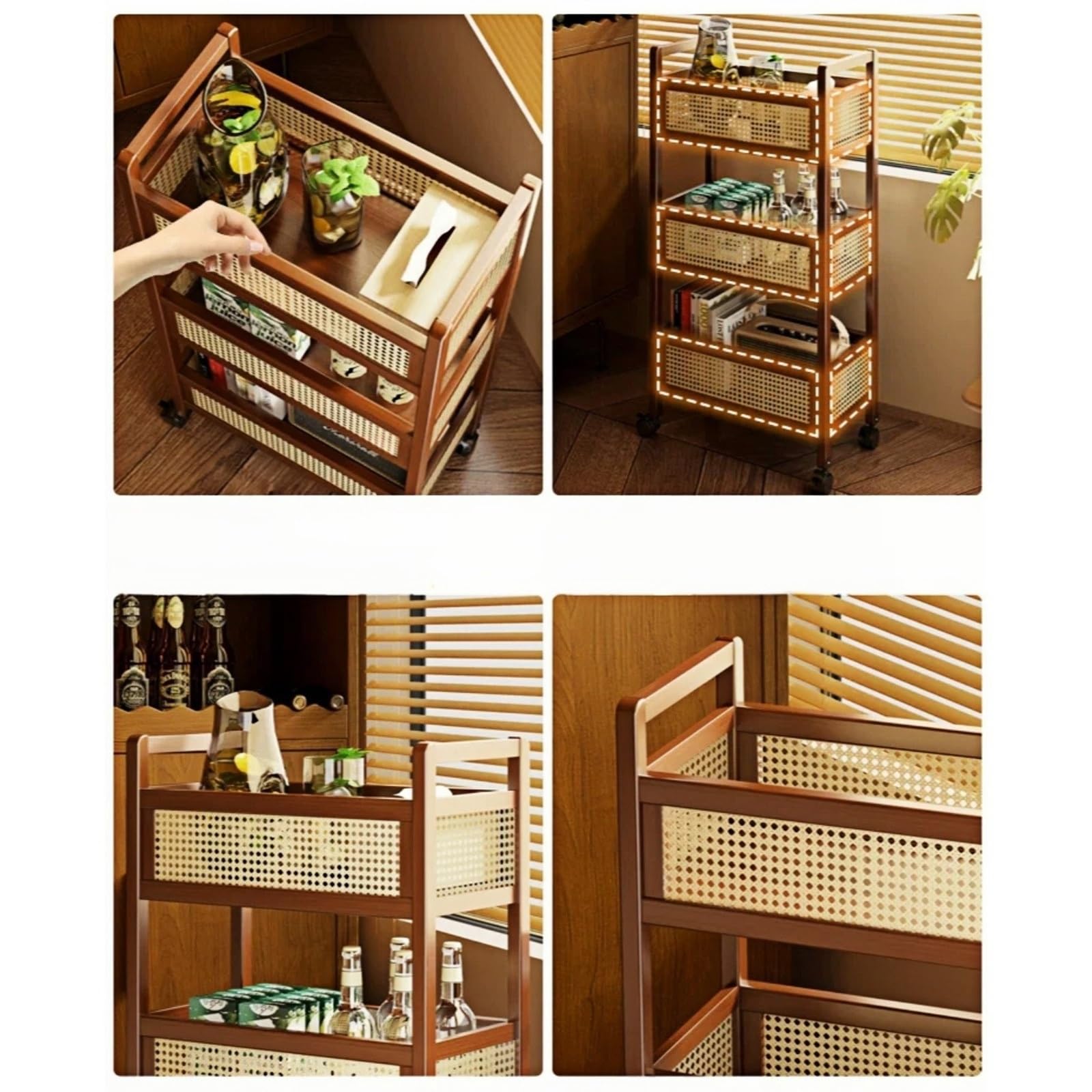 Carro de Almacenamiento móvil con Estante for Aperitivos, Organizador Ruedas for Sala Estar Carro Utilitario(Grande)