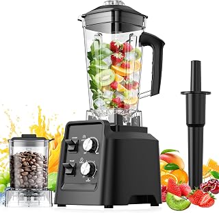 PSIIDAN 1400W Self-Cleaning Blender with 20oz Grinder, 68oz Jar - Crushes Ice for Smoothies, Dishwasher Safe, Black