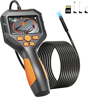 Borescope Inspection Camera with 8 Led Lights, Anhendeler 2.8” IPS HD Screen Scope Camera，8mm Handheld IP68 Waterproof Sewer Endoscope Camera, Portable Snake Camera with 16.4FT Semi-Rigid Cord