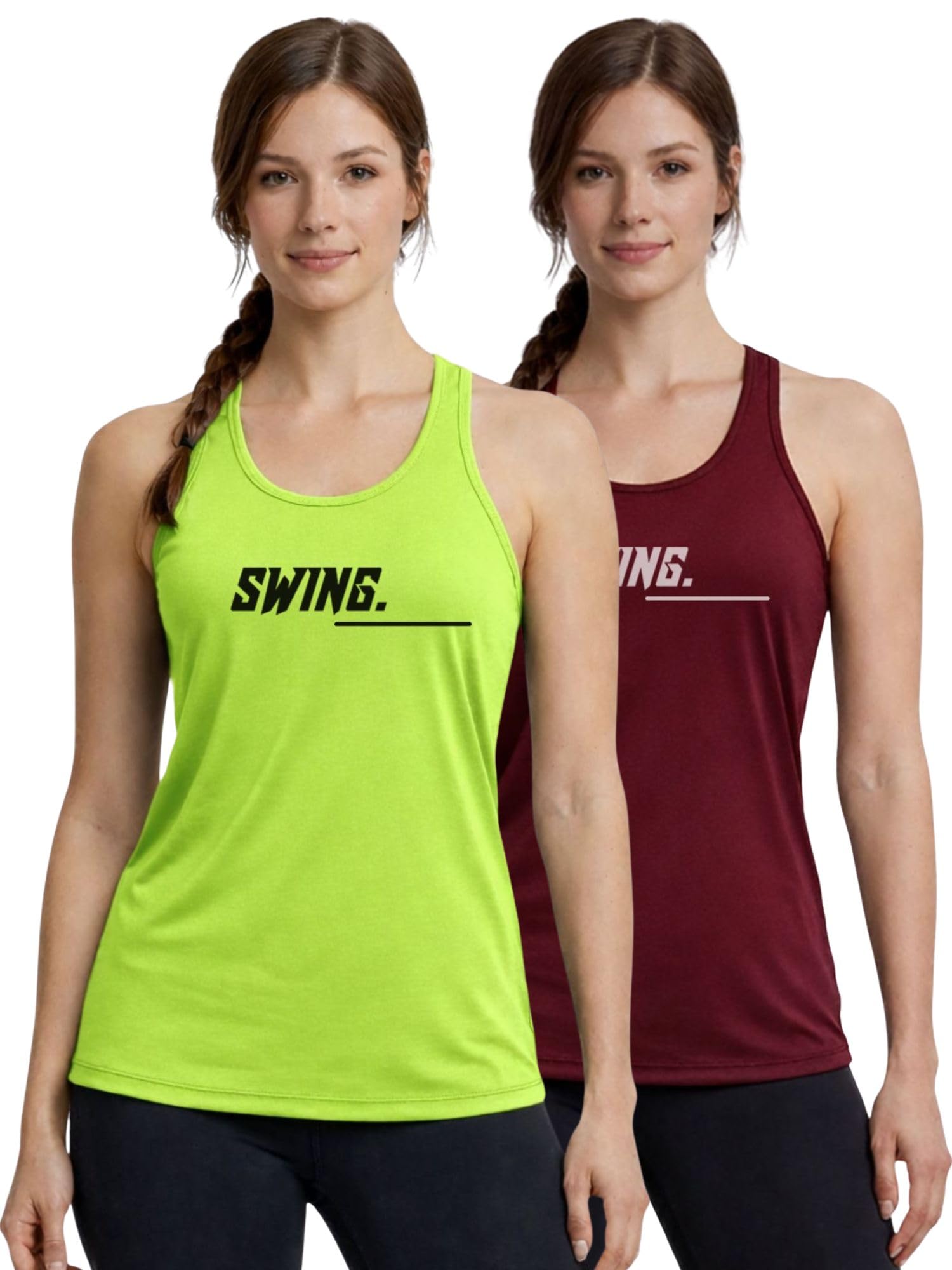 Women’s Racerback Gym Vest – Tank Top | Breathable Workout & Running Activewear-Swing LINE-image-9