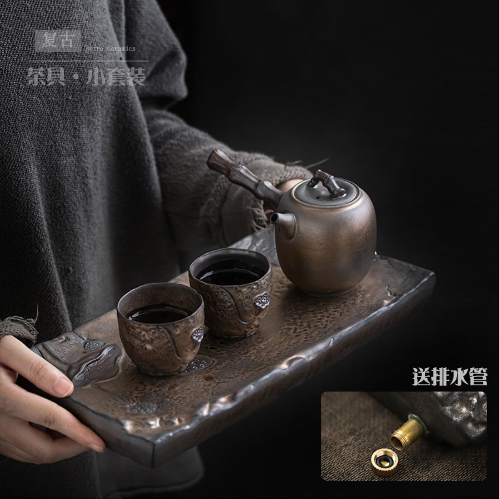 Antyczny ceramiczny zestaw do herbaty dom salon mały zestaw do herbaty Kung Fu - pozłacany-ręcznie robiony