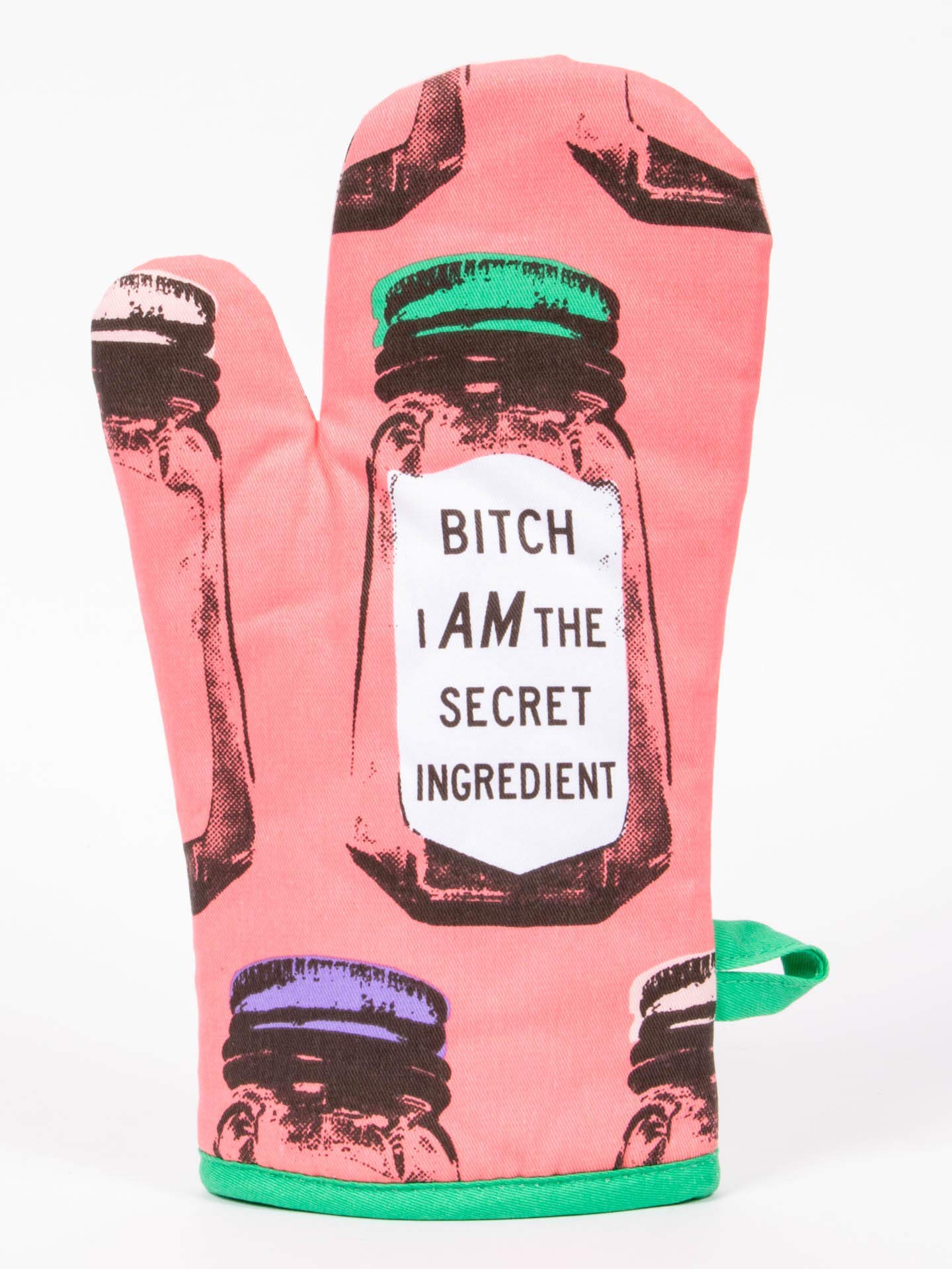 Blue Q B*tch I Am The Secret Ingredient Funny Oven Mitts, Home Kitchen Gifts, Cooking Accessories, Super-Insulated Quilting, Comfy Natural-Fitting Shape, Pot Holders, 100% Cotton, Size 12.5"L x 7.5"W
