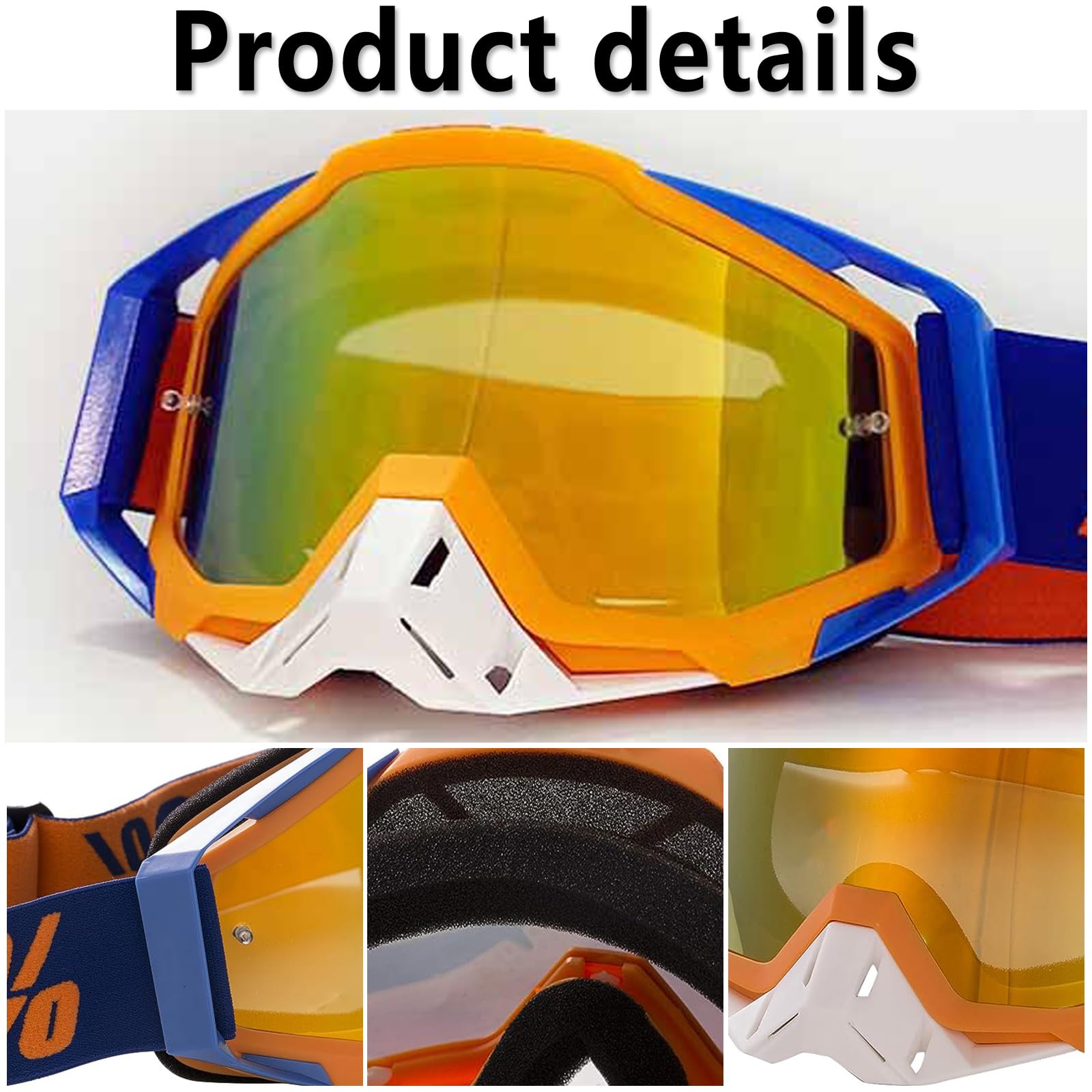 Occhiali da Motocross, Antivento e Antipolvere, Antiappannamento e UV, per Dirt Bike, Sci, Cross, Ciclismo e Gare di Fondo, Rosa 1, Multisport, Unisex
