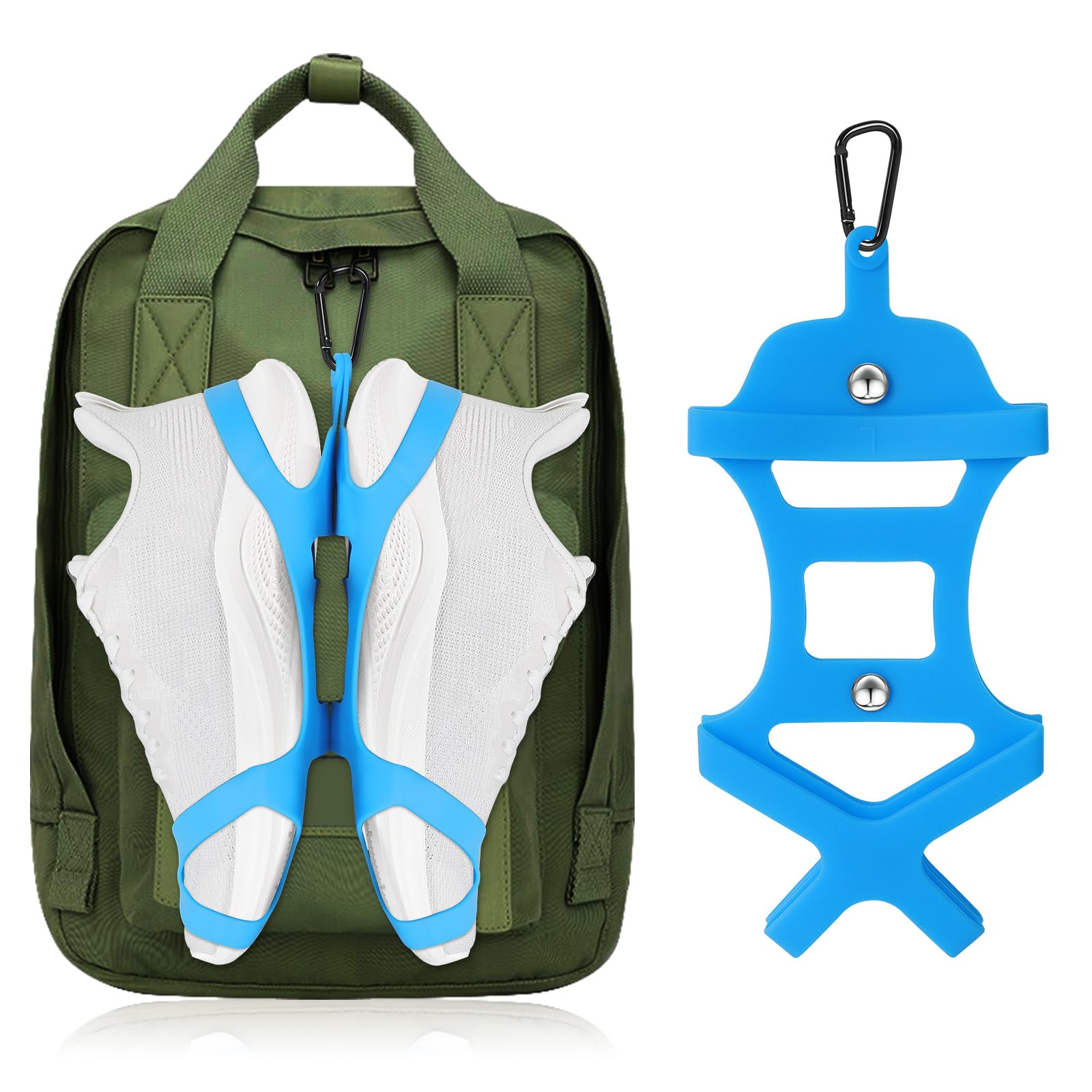 Shoe Clip for Backpack, takyu Shoe Holder with Backpack Clips for Cleat Bag, Shoe Clips Sports and Outdoor Accessories for Climbing Trip Carrying Extra Shoes (Blue)