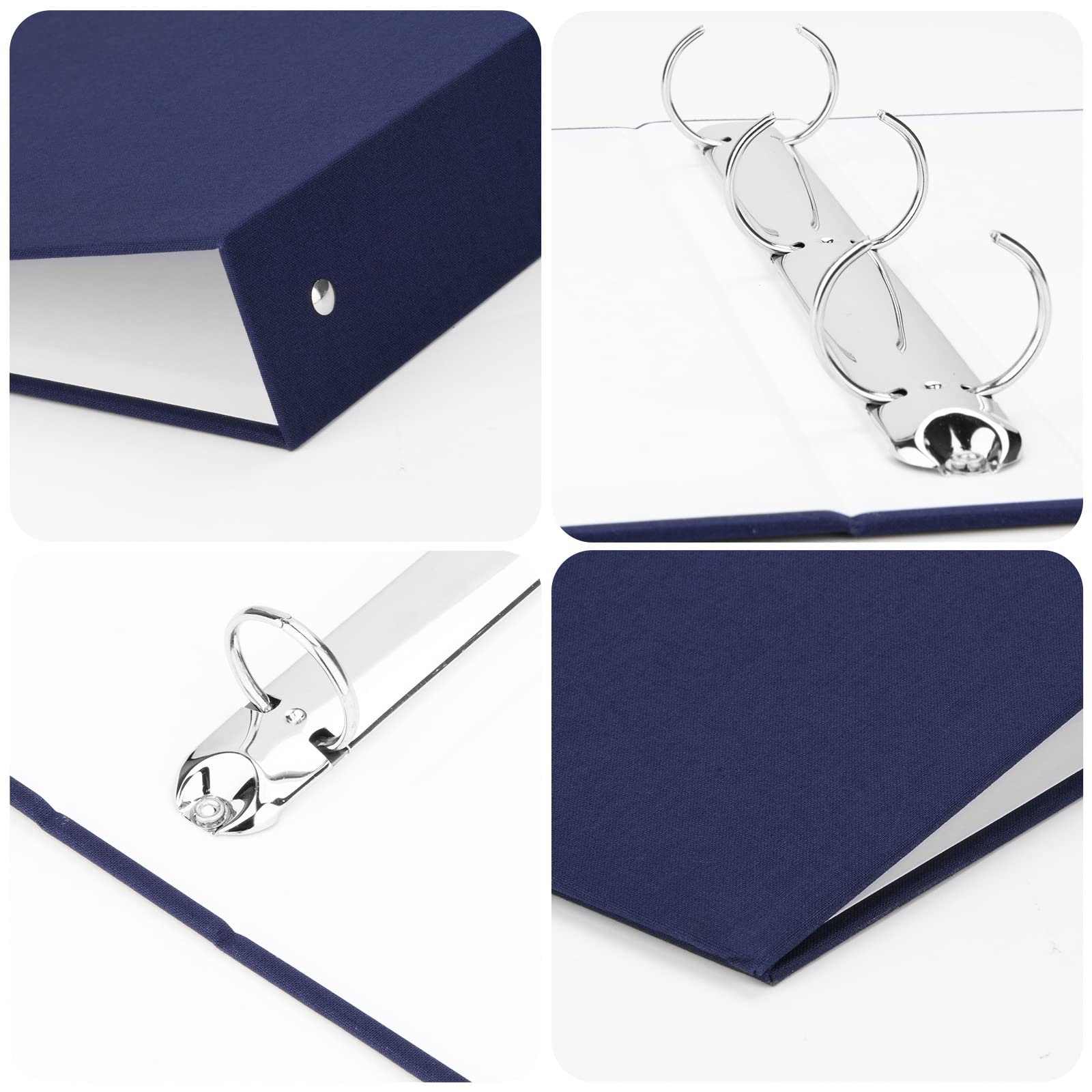 Carpeta de 3 anillas, cubierta de tela A4, carpeta duradera para papel tamaño carta de 3 agujeros, organizador decorativo con capacidad para 200 hojas de papel tamaño carta de 8.5 x 11 pulgadas, para