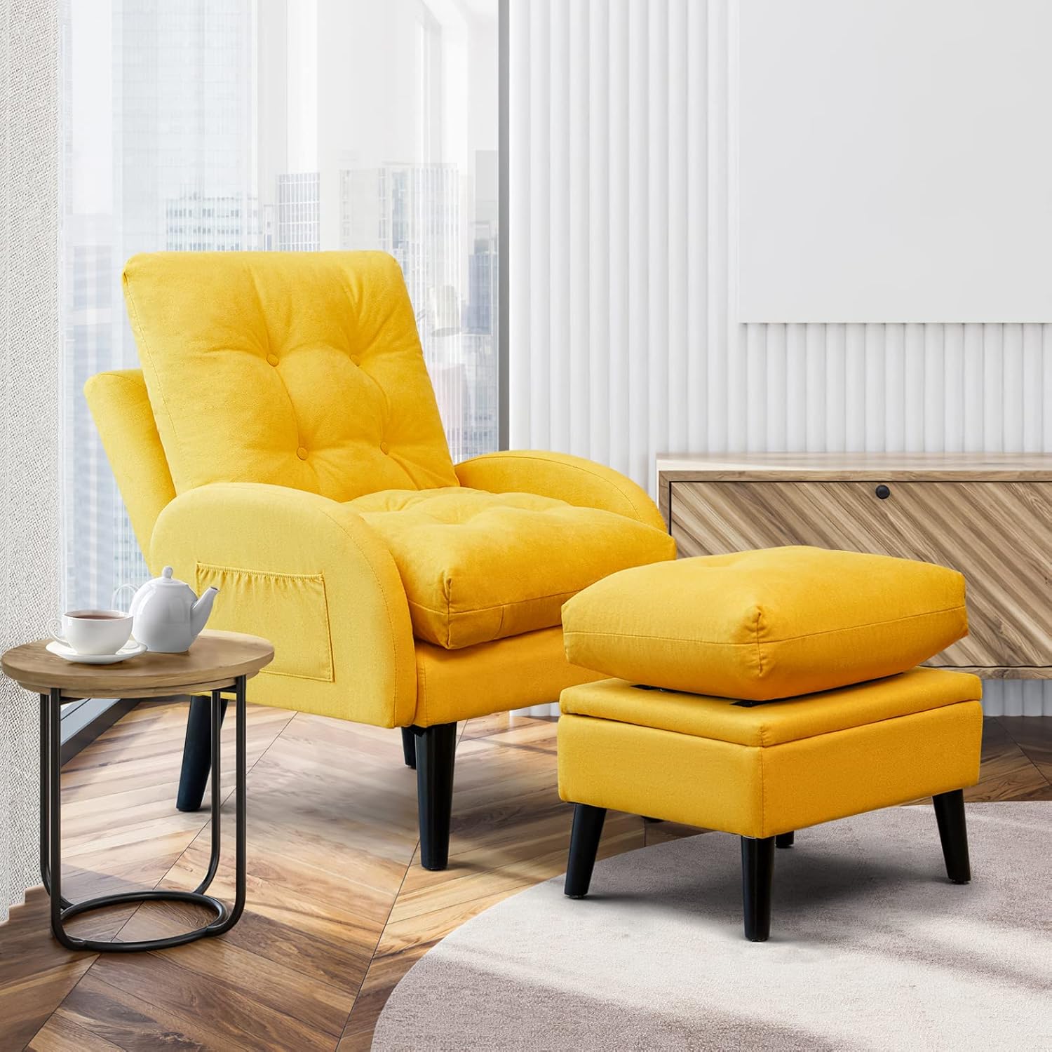 ELUCHANG Accent Chair and Ottoman Armchair with 5