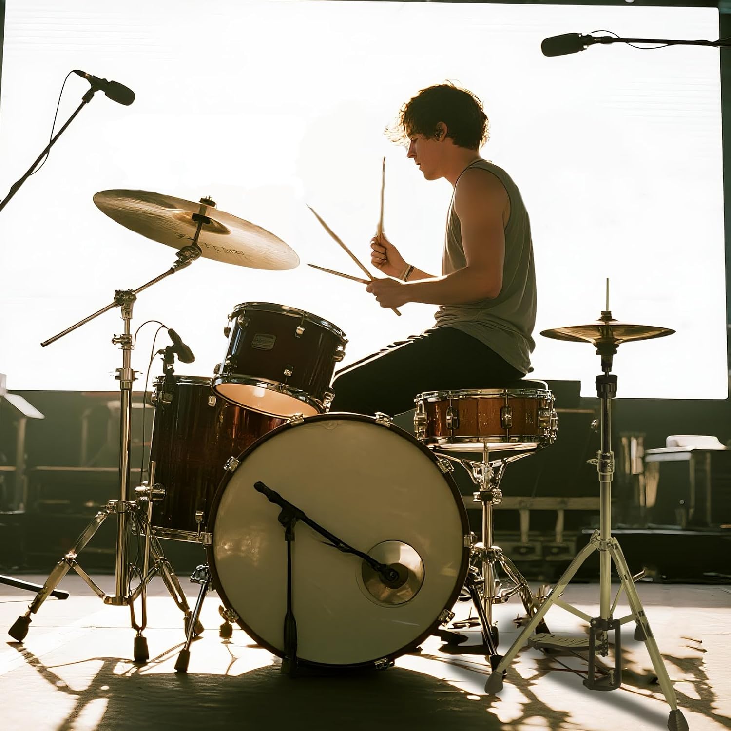 POWERGROOVE Hi-Hat Stand for Cymbals,Medium Weight Double Braced 3-Leg Adjustable Hi-Hat Cymbal Stand