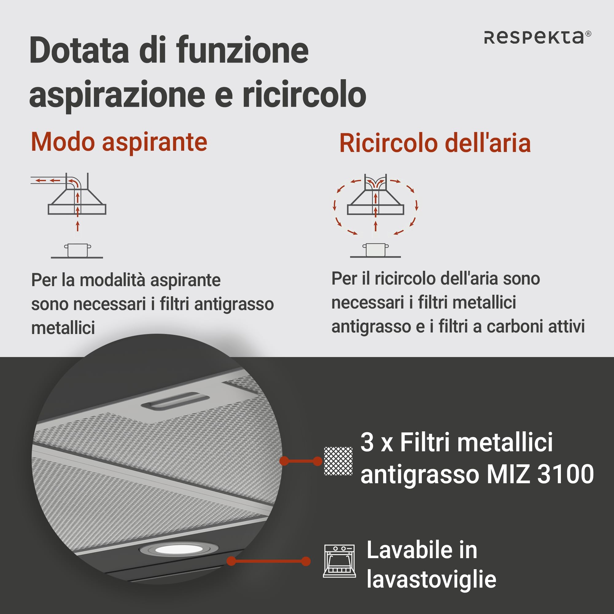Cappa aspirante a isola, 90 cm, nero opaco, Touch Control Respekta