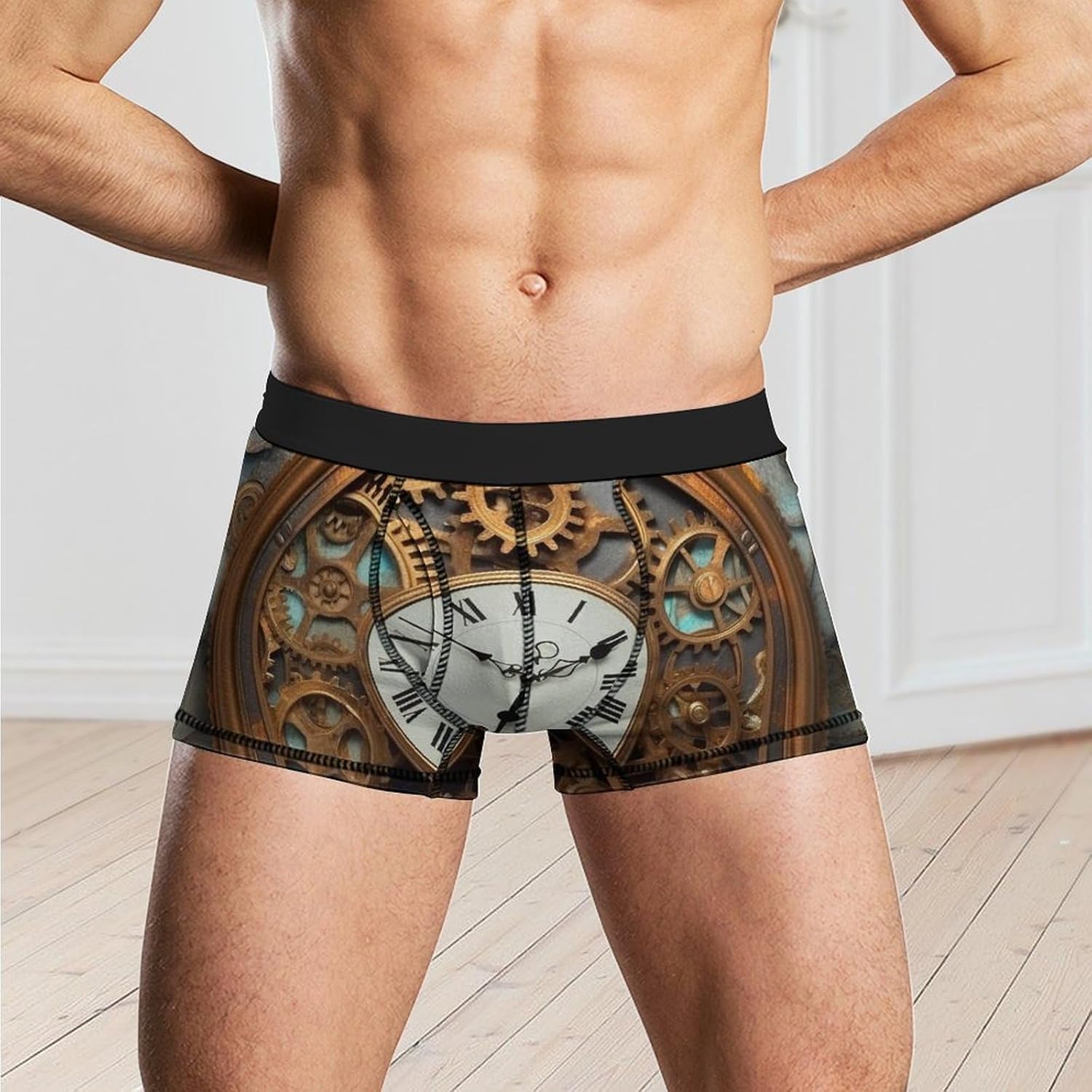 Rusty Steampunk Clock Men's Boxer Briefs Breathable Underwear Comfortsoft Moisture-Wicking Trunks Underwear