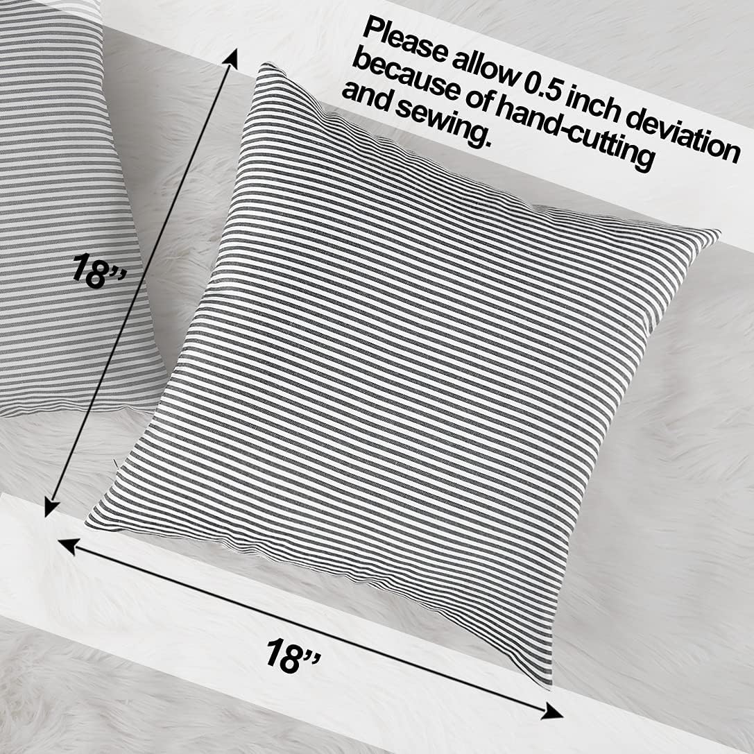 CARRIE HOME Black White Farmhouse Striped Pillow Covers 18x18 Set of 2 Black and White Farmhouse Decor Pillows for Sofa Bedroom and Chair - Image 5