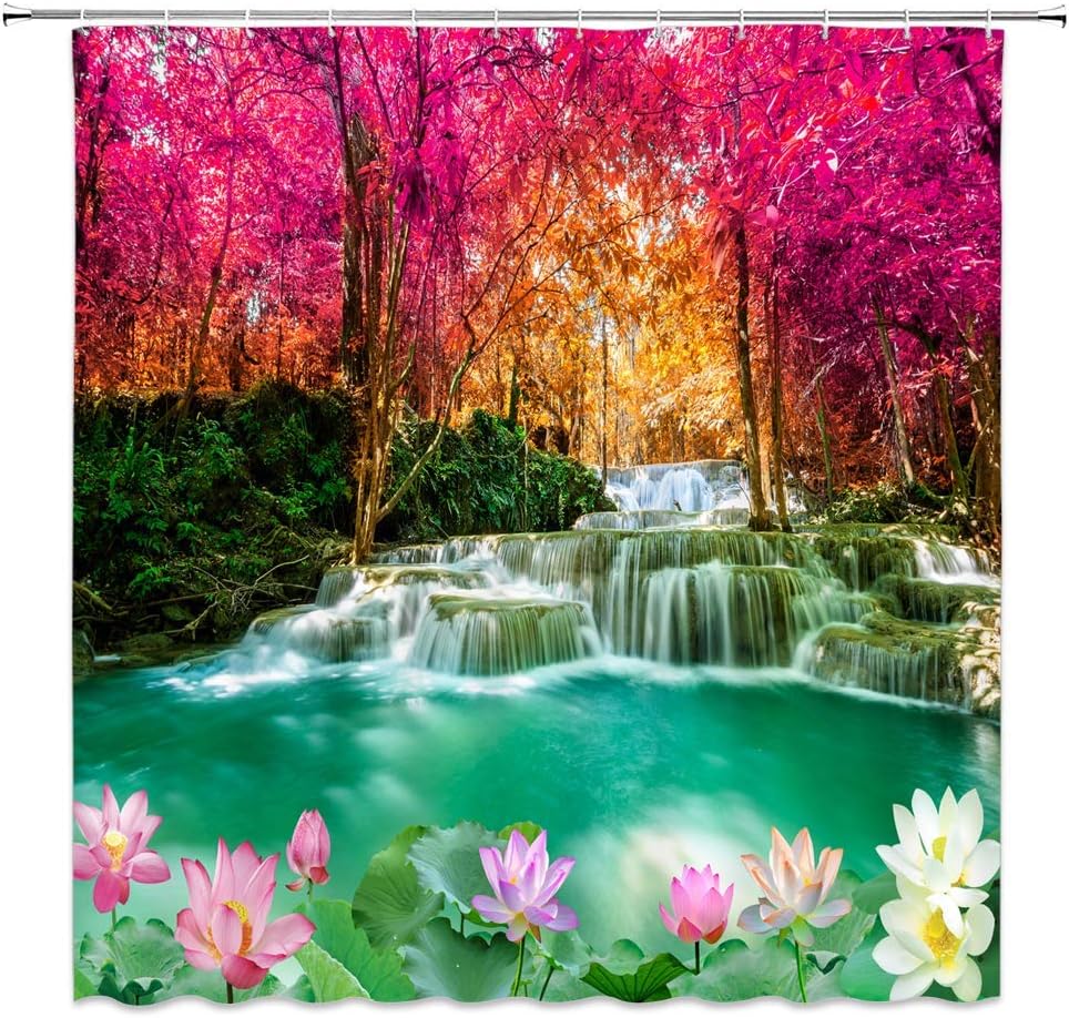 GCTNBJL Tropical Shower Curtain Green Palm Leaves Floral Pineapple Flower Summer Plant Botanical Yellow Red Extra Long Bathroom Home Curtain with Hooks,70" Wx78 H