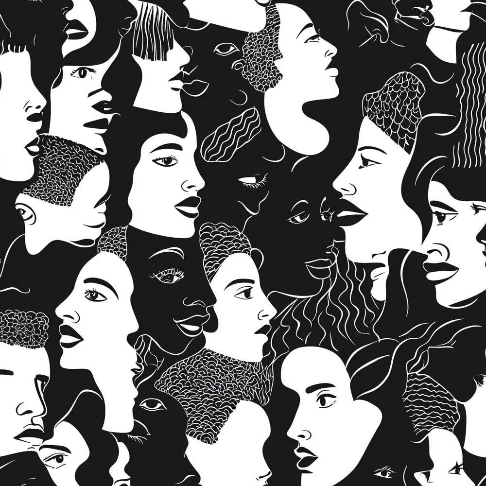 Papier adhésif décoratif pour meuble et mur papier peint amovible salon motif visage abstrait