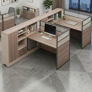 Office Cubicle Workstation Desk, Modular Staff Desk Workstation with Privacy Panels, USB Charging Hub Cable Management for Home Offices Commercial2-Person