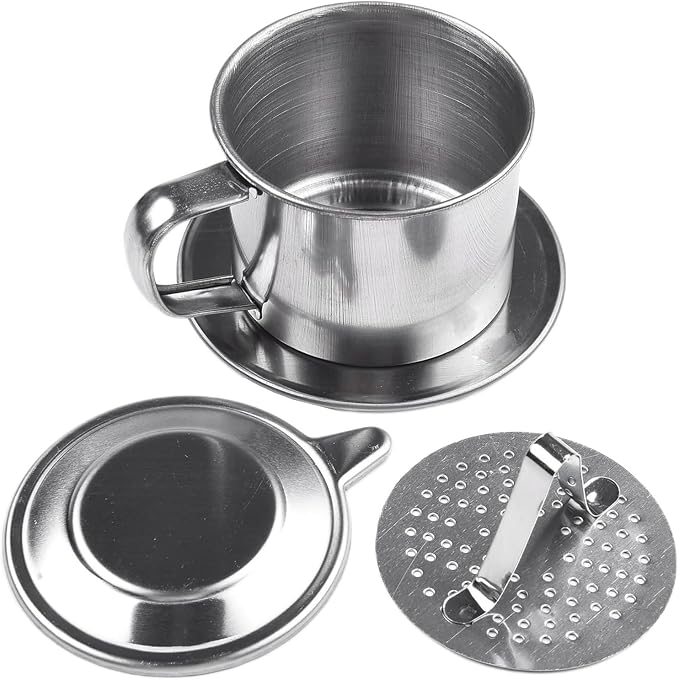 8Q Vietnamese Coffee Filter, Traditional Coffee Drip Cup for Authentic Brewing, Featuring 220ml Capacity and Durable Design, Perfect for Use at Home, Travel, or Office Brewing Needs