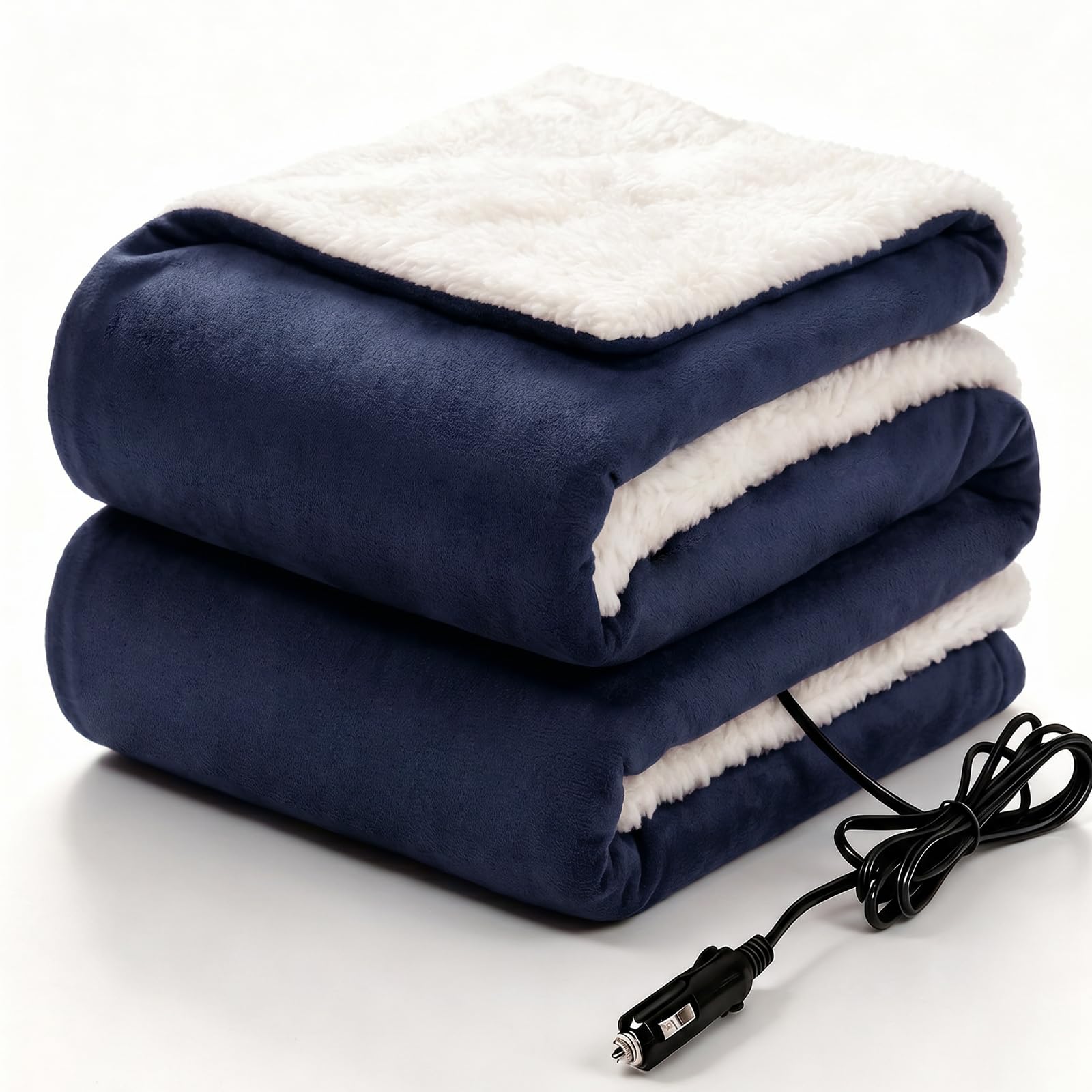 Sealy 12-Volt Electric Portable Heated Car Blanket, 59"x43", Navy
