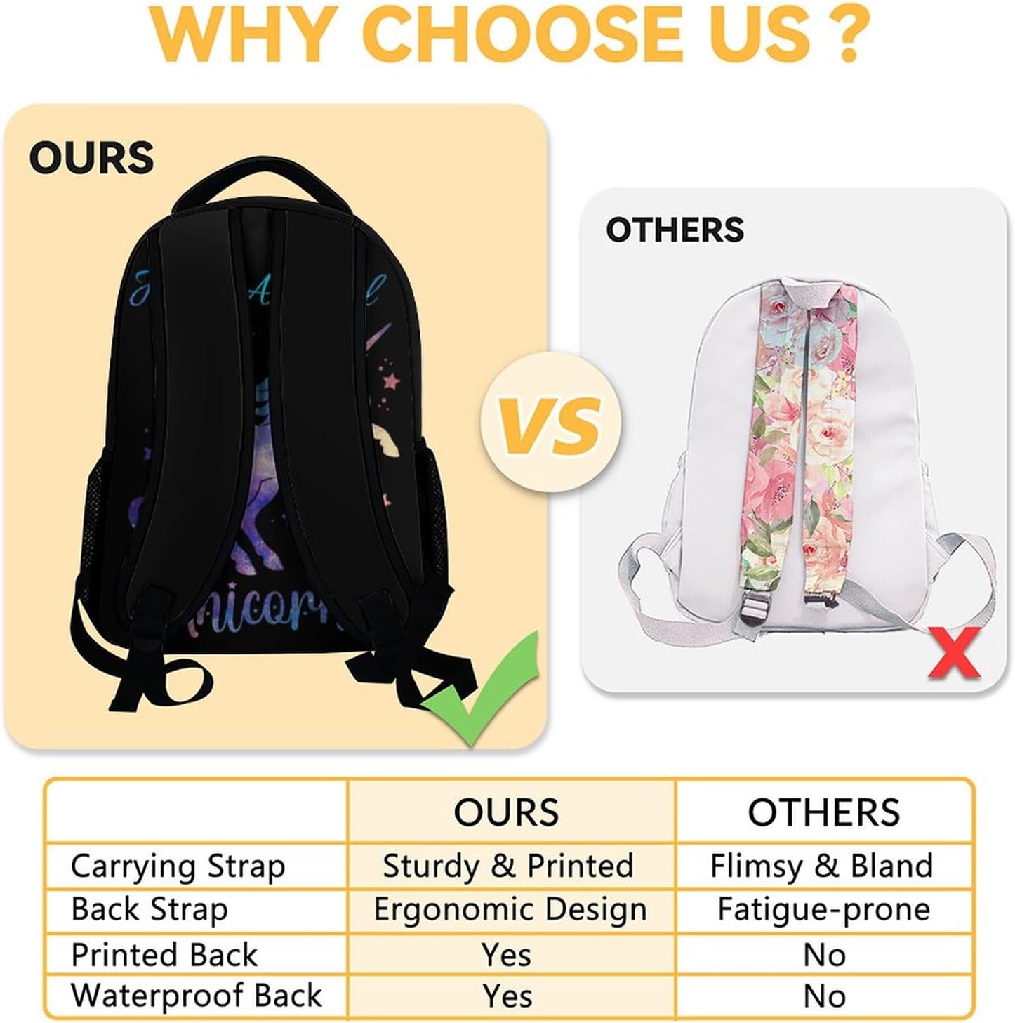 Unicorn Backpack for Girls, Women - 16 Inches Black Backpacks for Teens, Adults - Durable Fashion Bookbag for Travel