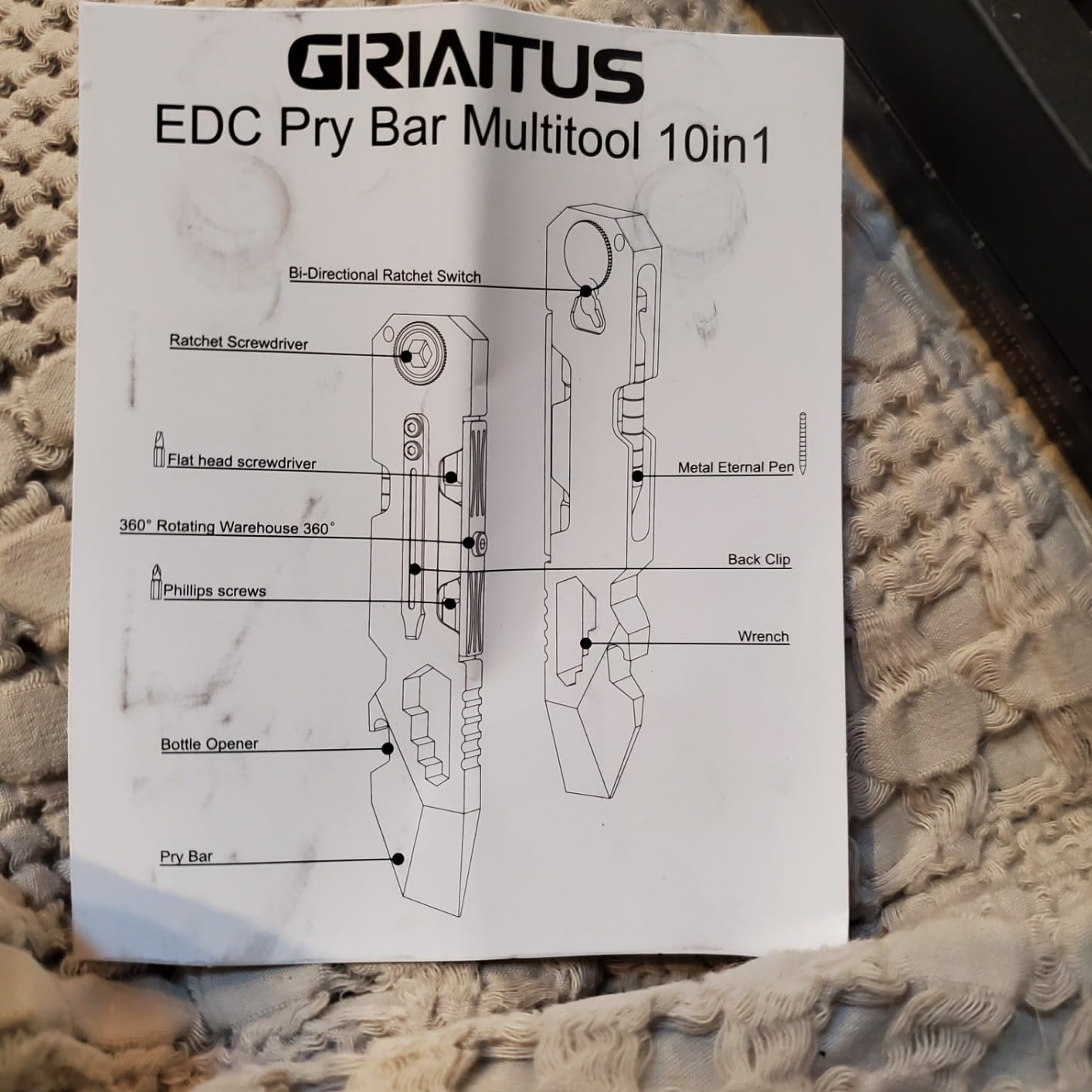 First page of the included instruction booklet