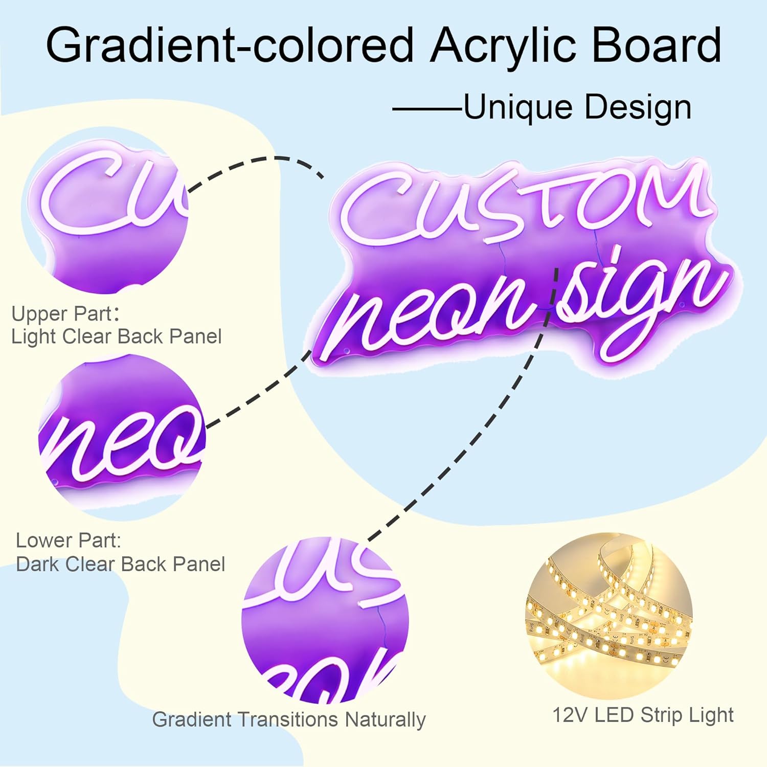 Custom Neon Signs, Personalised LED Neno Ligh Sign, Customizable Neno Sign for Wedding, Bedroom Decor, Birthday Party Gift, Christmas, Bar - Gradient Purple
