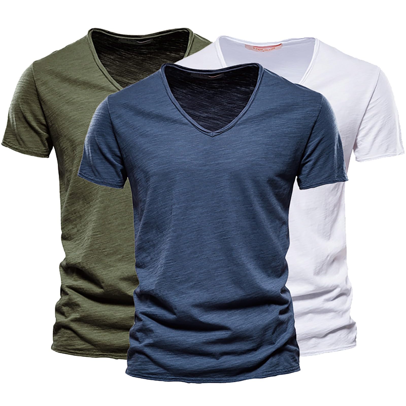 WINWUQB - Paquete de 3 camisetas para hombre, camisetas deportivas de manga corta con cuello en V, camisetas casuales lisas transpirables, camisetas para correr, entrenamiento atlético