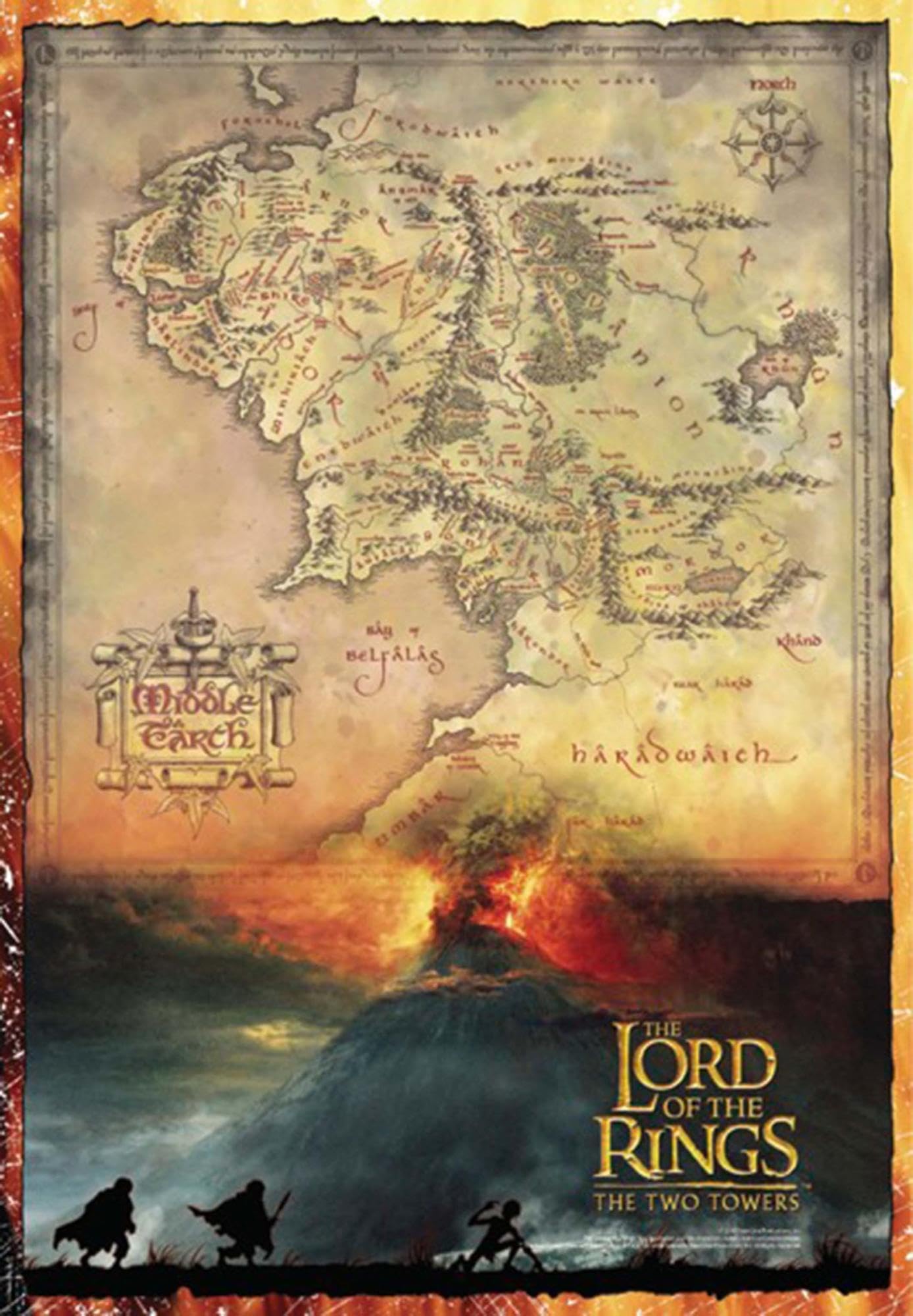 Close Up Herr der Ringe Poster Karte von Mittelerde (Dark) (91,5cm x ...
