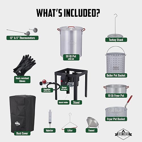 Miniatura 10 de Hike Crew Kit de freidora de pavo de propano para exteriores de 50,000 BTU con temporizador e encendedor y embudo de acero inoxidable. El kit