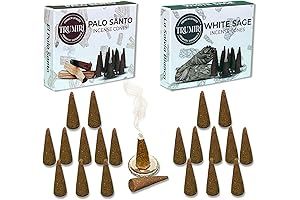 Combo Pack of 20 Incense Cones: 10 Palo Santo + 10 White Sage