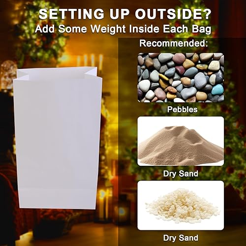 Miniatura 4 de Decoraciones de Feliz Navidad, bolsas de luminarias, letras iluminadas con pétalos de rosa y velas para decoración de fiesta de Navidad y Año Nuevo