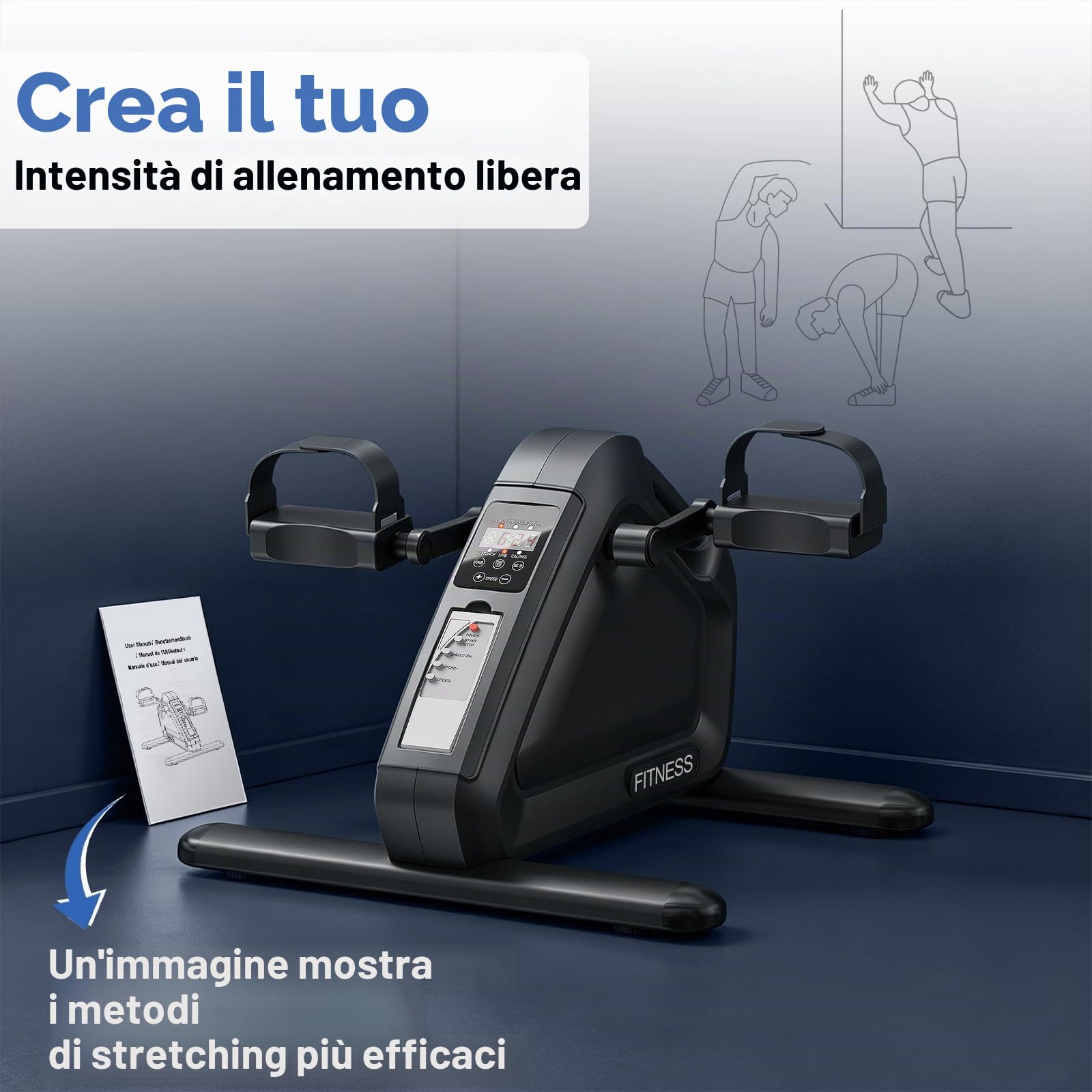 Pedaliera Riabilitazione Elettrico Per Anziani, 10 Livelli Velocità Cyclette Da Ufficio Per Braccia E Gambe, Telecomando Con Motore Silenzioso, Per Anziani E Lavoratori
