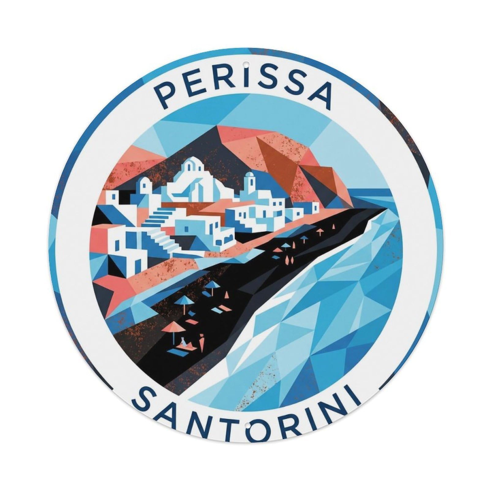 Vintage Travel Perissa Santorini Shore 2 Metal Tin Sign
