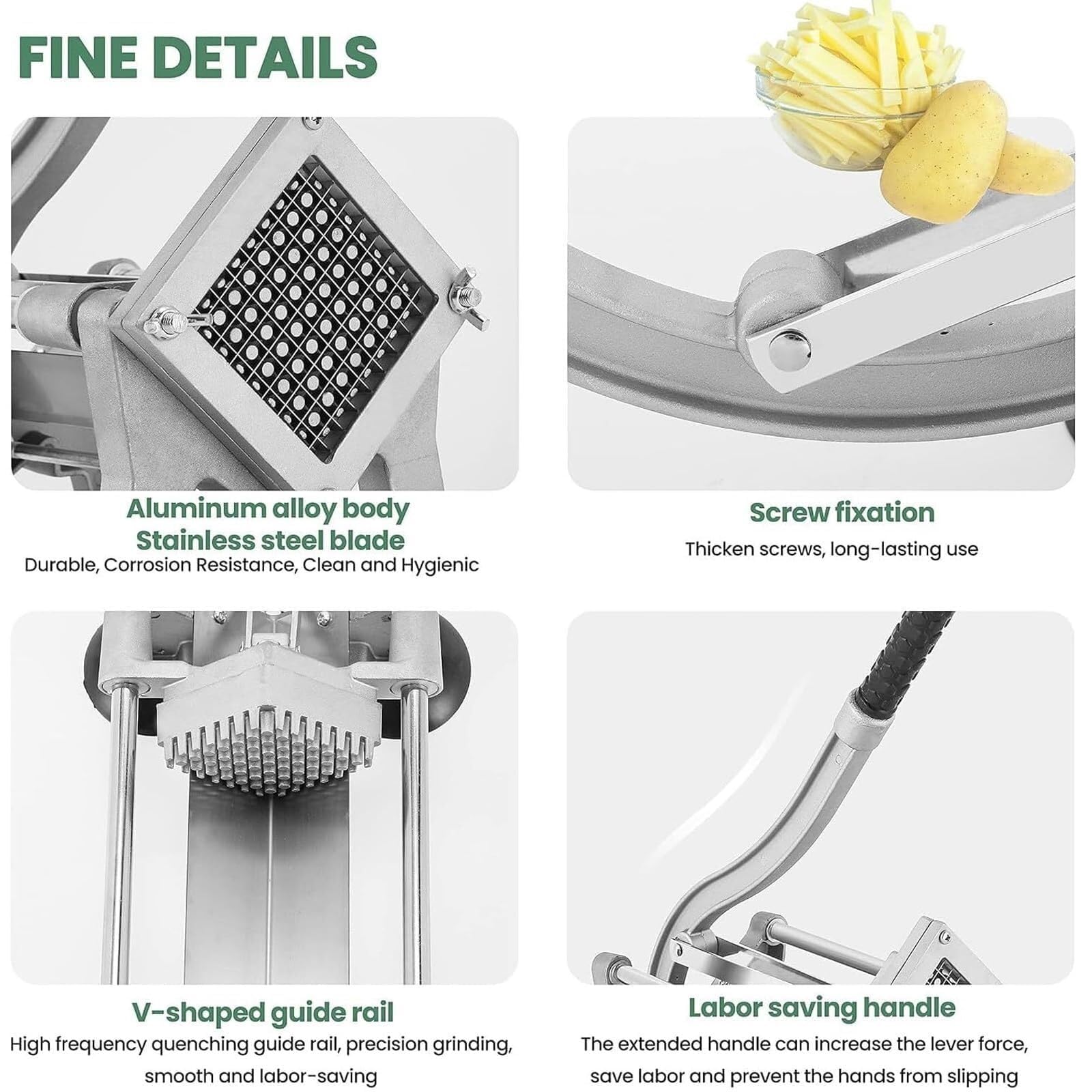 Taglierina manuale per patate, ravanelli, cetrioli e lattuga, con 3 lame in acciaio inox e 4 ventose, utensile da cucina ideale