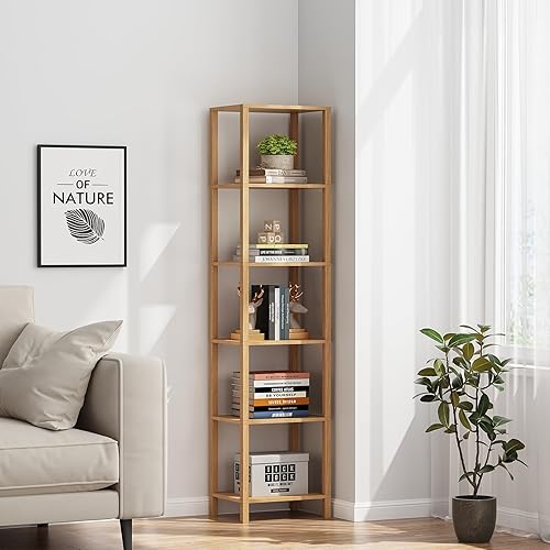 Miniatura 4 de TUTOTAK Estantería para libros de 6 niveles, estantería estrecha para espacios pequeños, estantería apilable de bricolaje, para sala de estar,