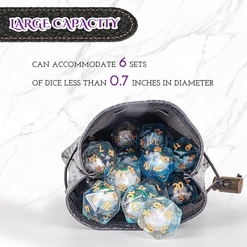 Miniatura 4 de DND - Bolsa de dados de cuero de dragón para dados DND, bolsa de almacenamiento negra de dados, bolsa de monedas, bolsa de dados de cuero DND con