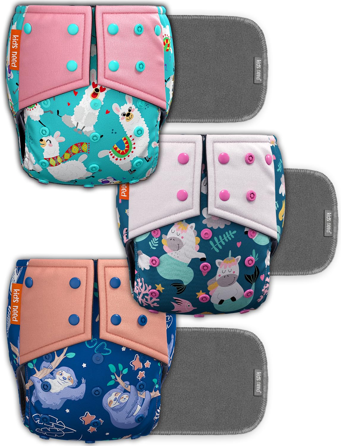 Kids Need Leakage Proof cloth diaper for babies 0 to 3 years High Absorbent 3 Reusable diaper cover 3 Insert pad combo Pack 5-18Kg Adjustable free size Washable Pocket cloth diapers for babies 35