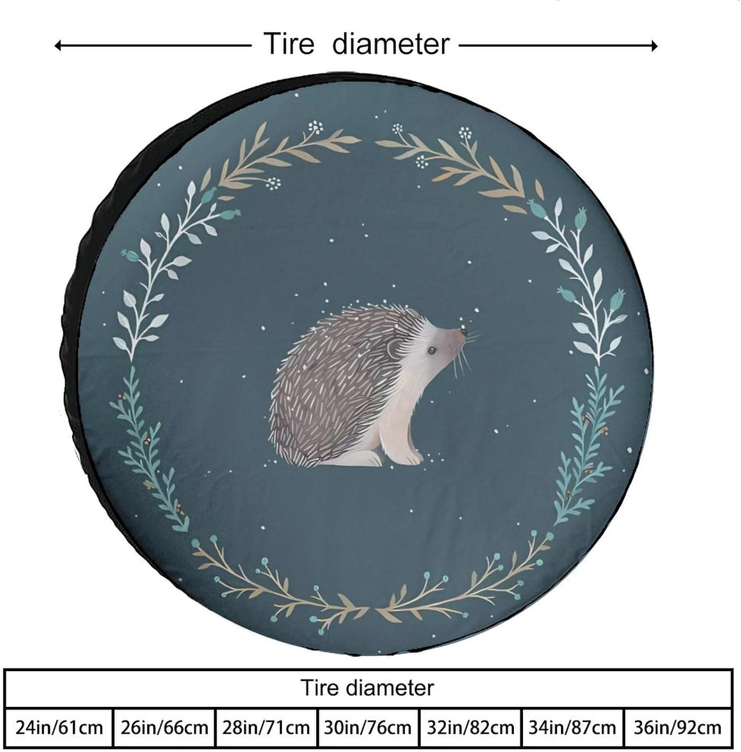 Cute Little Hedgehog Spare Tire Cover Weatherproof Sun Protection Wheel Tire Cover Universal Oxford Dust-Proof Protectors Fit Trailer RV SUV and Many Vehicle
