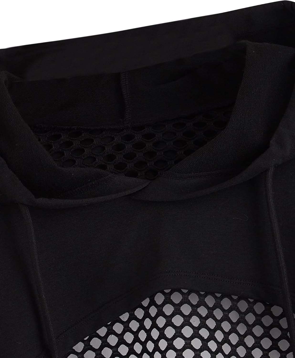 Remidoo Womens Cropped Hoodie Fishnet Long Sleeve Crop Top Hollow Out Drawstring Sweatshirt - Image 6