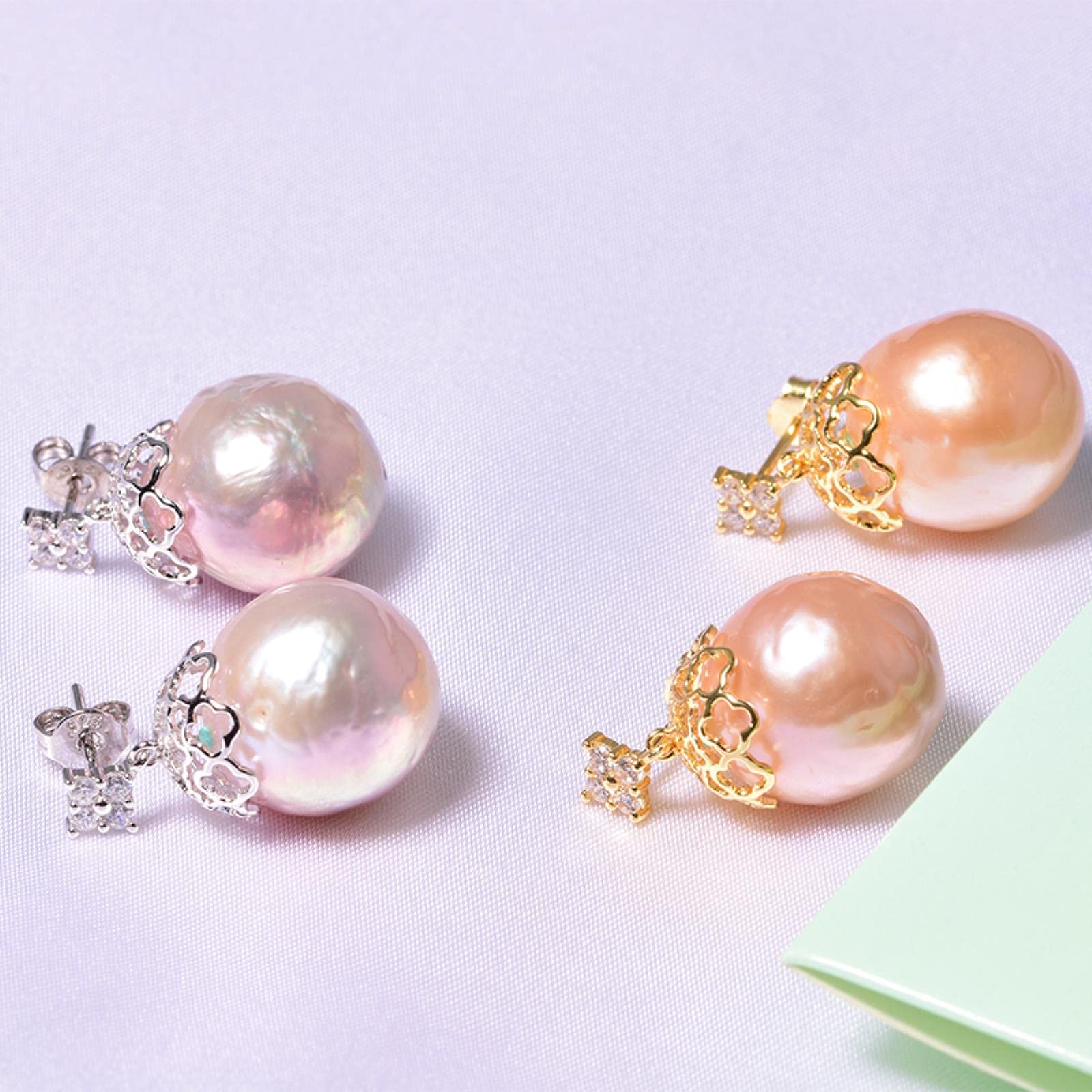 LOKILOKI Joyería De Plata De Ley 925 para Mujer, Joyería De Perlas Reales, Pendientes Barrocos, 12-13, Regalos De Joyería De Perlas Naturales