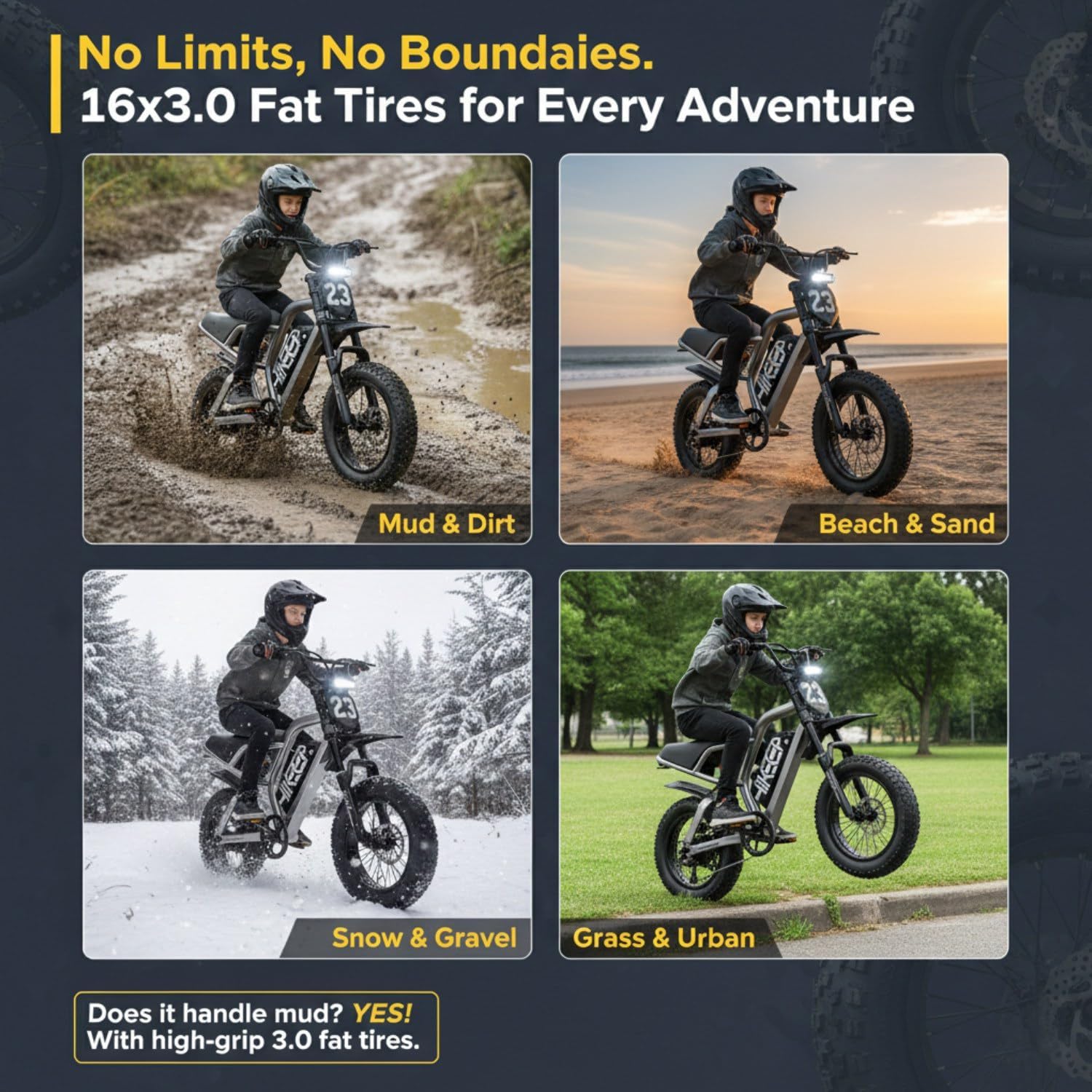 Electric Bike for Adults, 1500W-3000W Peak High Torque Ebike with 48V 15.6Ah UL 2849 Certified Battery, 20" 16" Fat Tire All-Terrain E-Bike, Dual Suspension Retro Scrambler Dirt Bike Style