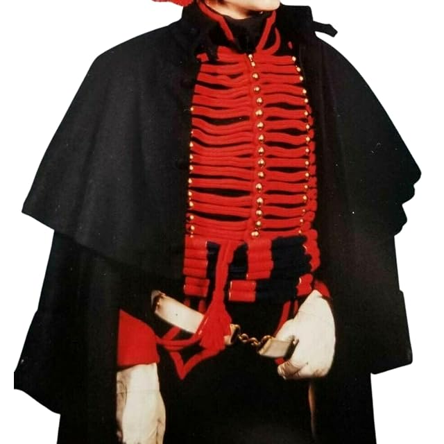 New French Artillerie a Cheval Black Men Coat With Red Braid XS-4XL