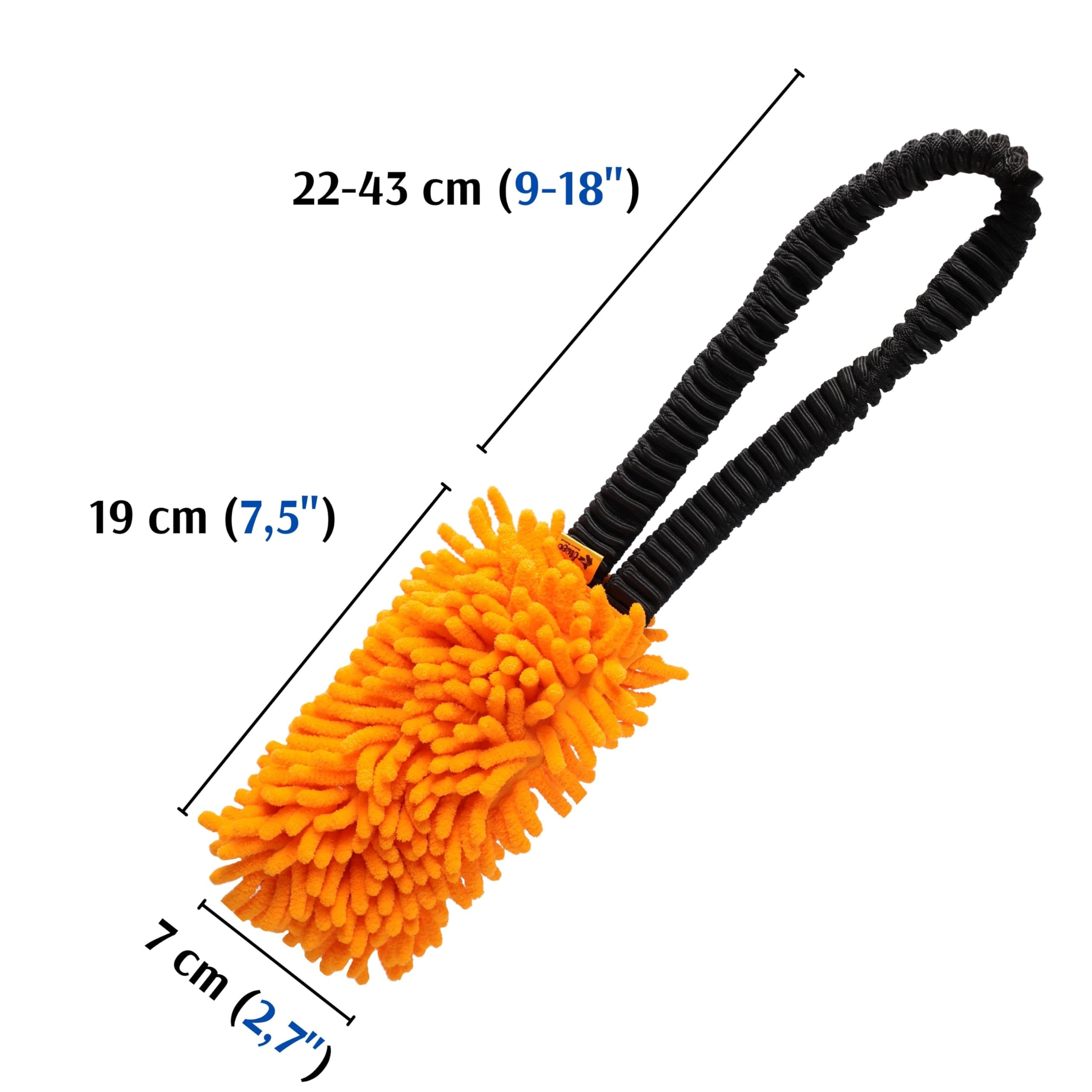 Dingo Zabawka dla psa mop 19 x 7 cm z uchwytem bungee 41 cm Agility Aport gra z psem motywacyjny trening pomarańczowy 15673 | Uchwyt bungee, 41 cm 15673