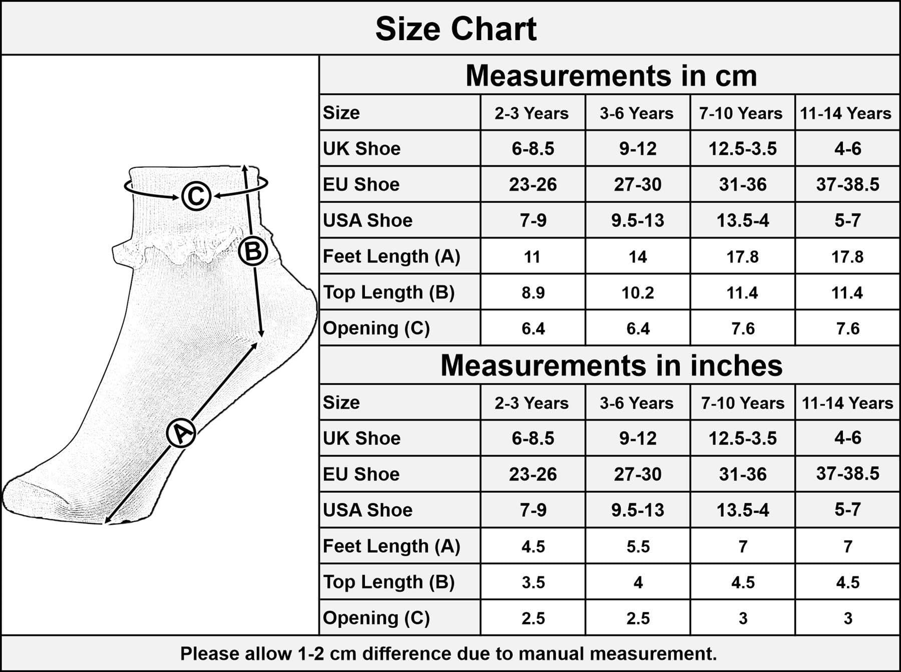 A2Z 4 Kids Lot de 6 paires de chaussettes à volants en dentelle avec bordure en dentelle délicate, parfaites pour habiller les fêtes scolaires et le quotidien, matériau doux et durable