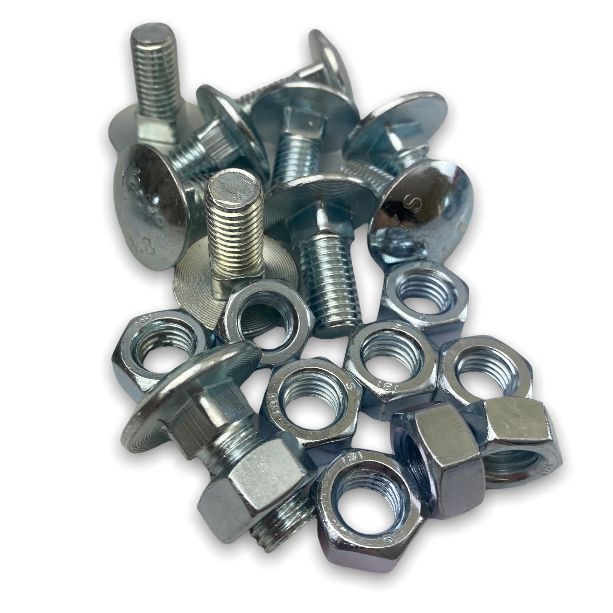 M12 Cup Square Carriage Bolt & Nut - Bright Zinc Plated Steel (M12 x 30 - Pack of 10)