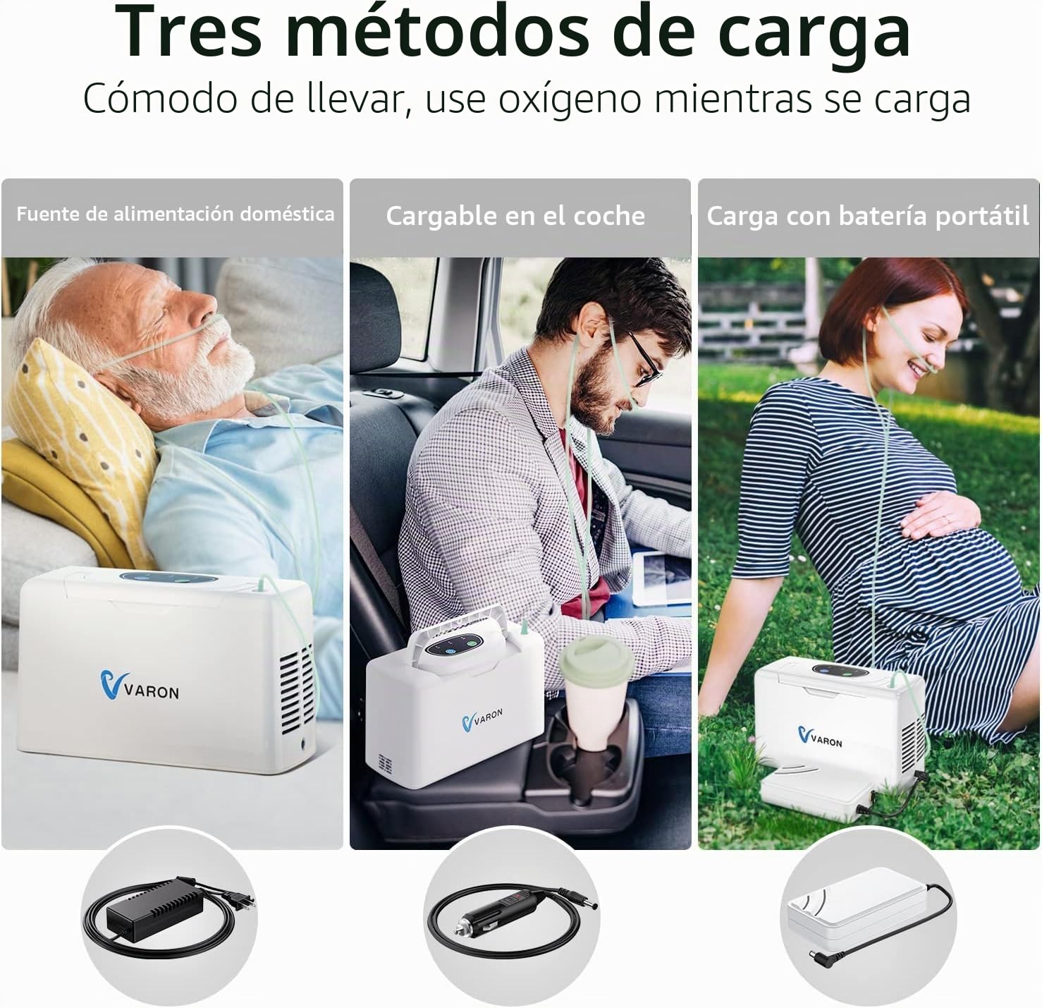 Concentrador de oxígeno portátil 3L/min (33%±3%) Generador de oxígeno de flujo Terapia de oxígeno Pequeña máquina portátil de oxígeno para uso doméstico
