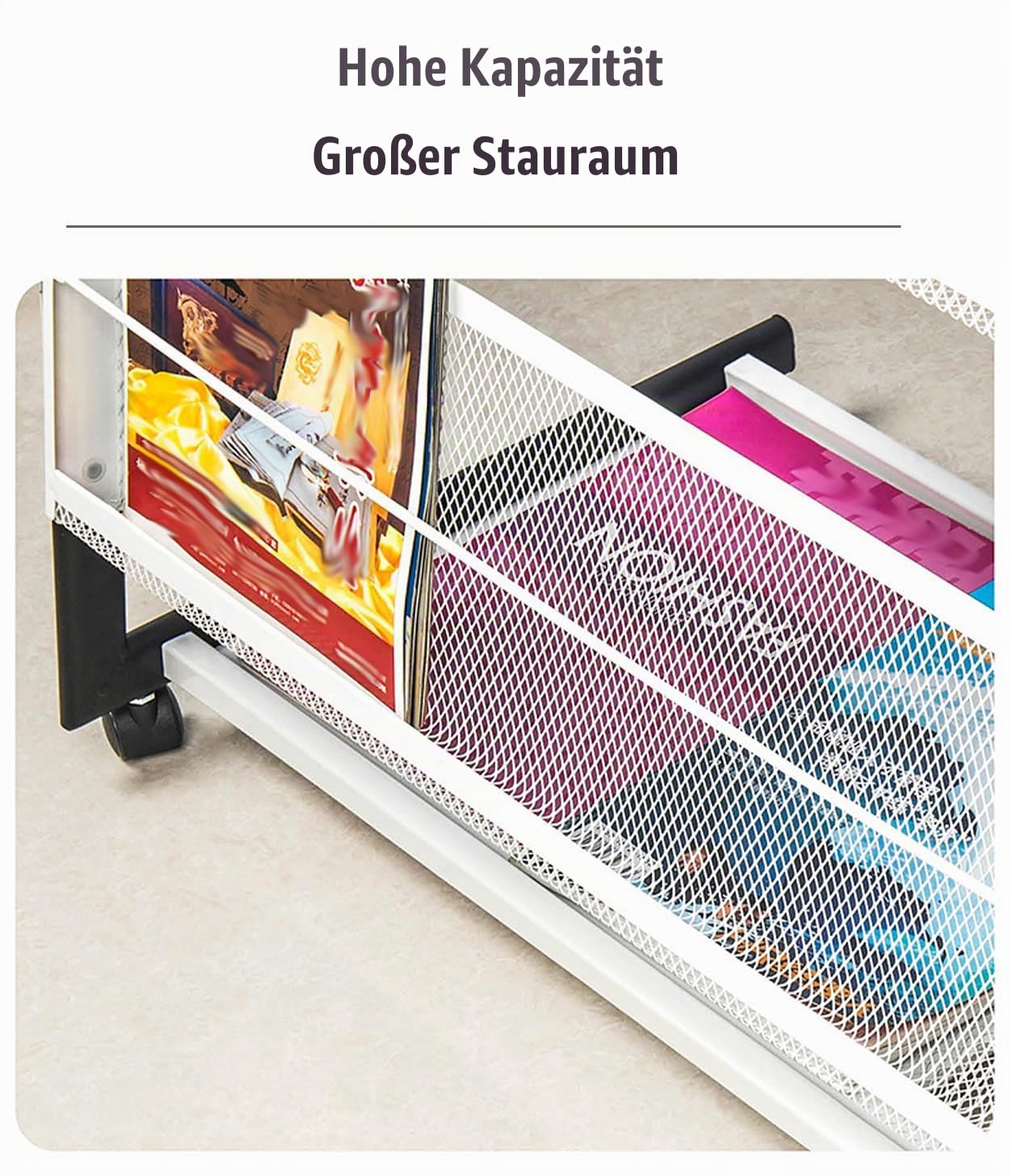 TUKA-i-AKUT Bodenständer Prospektständer mit 4 Regalen + Rädern, Bodenstehender Literaturpräsentationsständer Broschürenhalter Zeitschriftenständer Literaturhalter aus Edelstahl, 60x40x113CM TKD8692