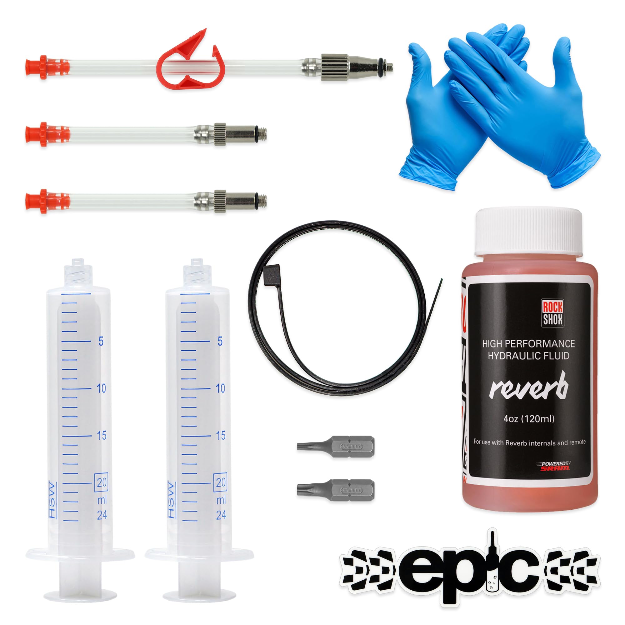 epic Bleed Kit for RockShox Reverb | Fits All Reverb Seatposts & Remotes (xLoc, 1X, Stealth) | OEM Hydraulic Fluid Included (120ml Reverb Fluid)