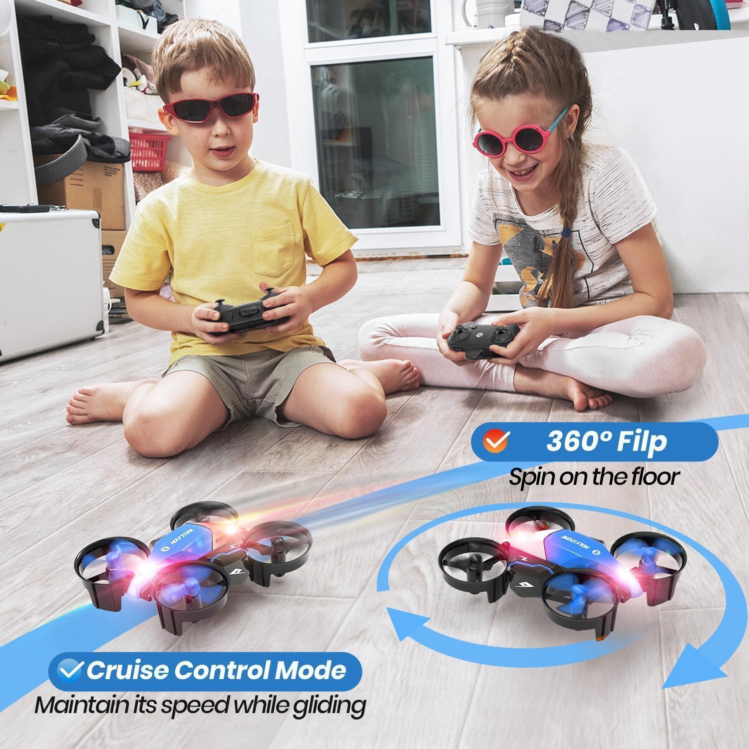 Holy Stone HS210F Mini Drone Para Niños, Drone RC 2 En 1 Con Mantenimiento De Altura, Giro 3D Y 3 Velocidades, Con Protectores De Hélices, Fácil De Volar, Regalo Para Niños Y Niñas Principiantes