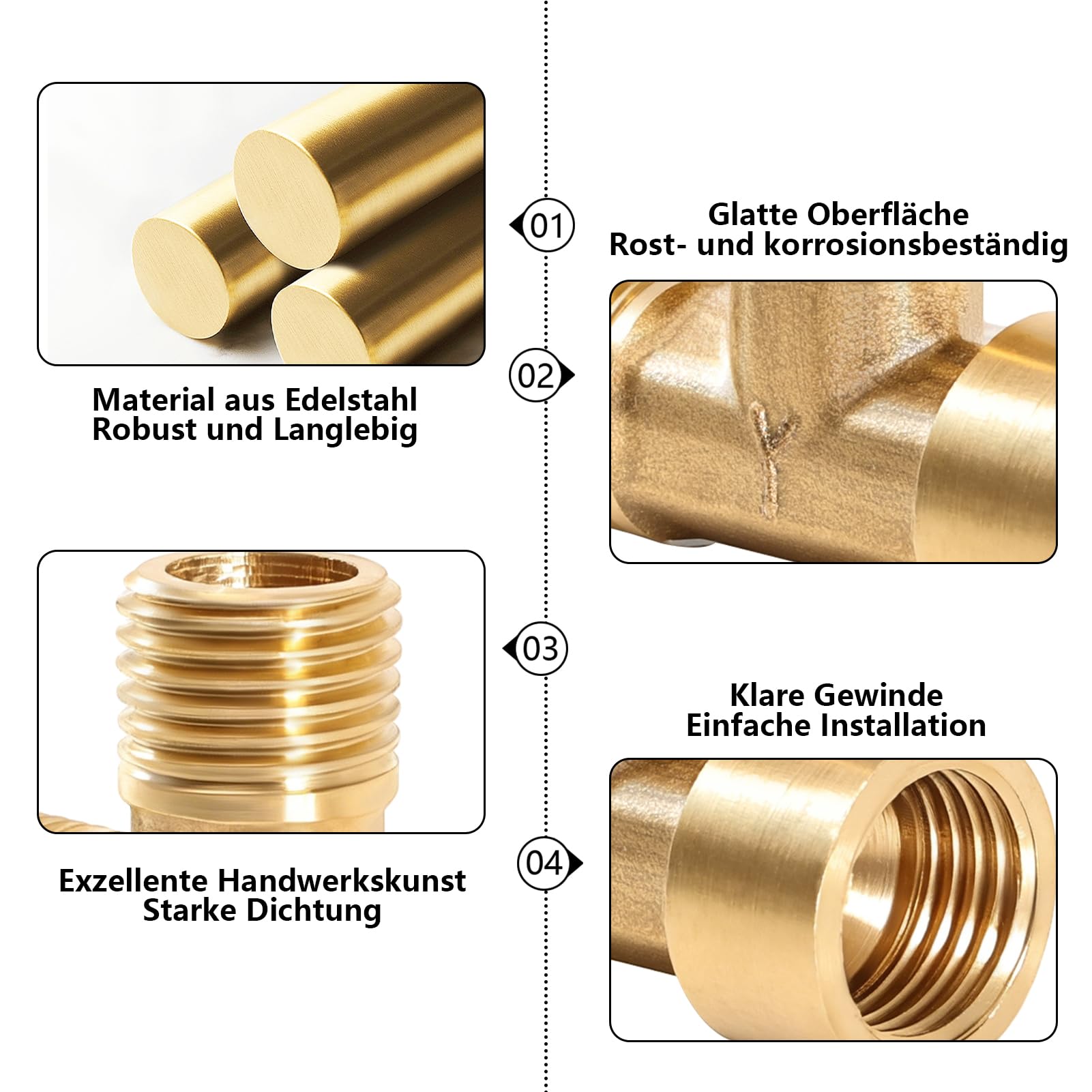 2 sztuki mosiężny trójnik, złączka rurowa, 1/4" x 1/4" x 1/4" NPT 3-drożny łącznik T z wewnętrznym x zewnętrznym gwintem do transportu przewodów gazowych, sprężonego powietrza, wody, złączek