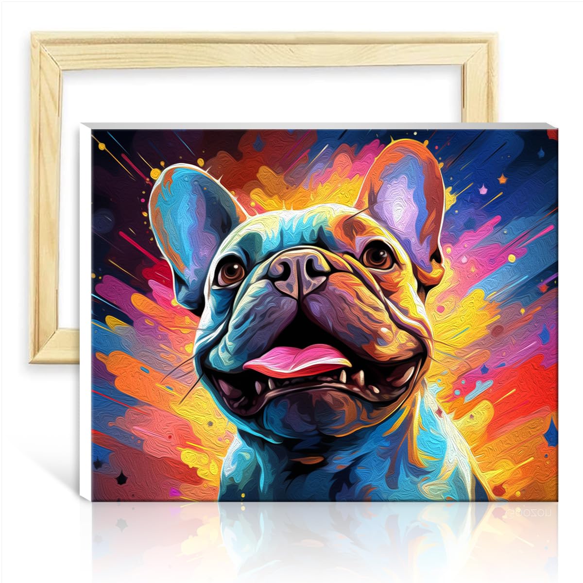 Tangfeiy As26 French Bulldog Paintting Canvas Oil Painting Kit French Bulldog Diy Oil Painting Paint By Number Kit Adults With Brushes And Acrylic Pigment Crafts Project No Frame(40X50cm)